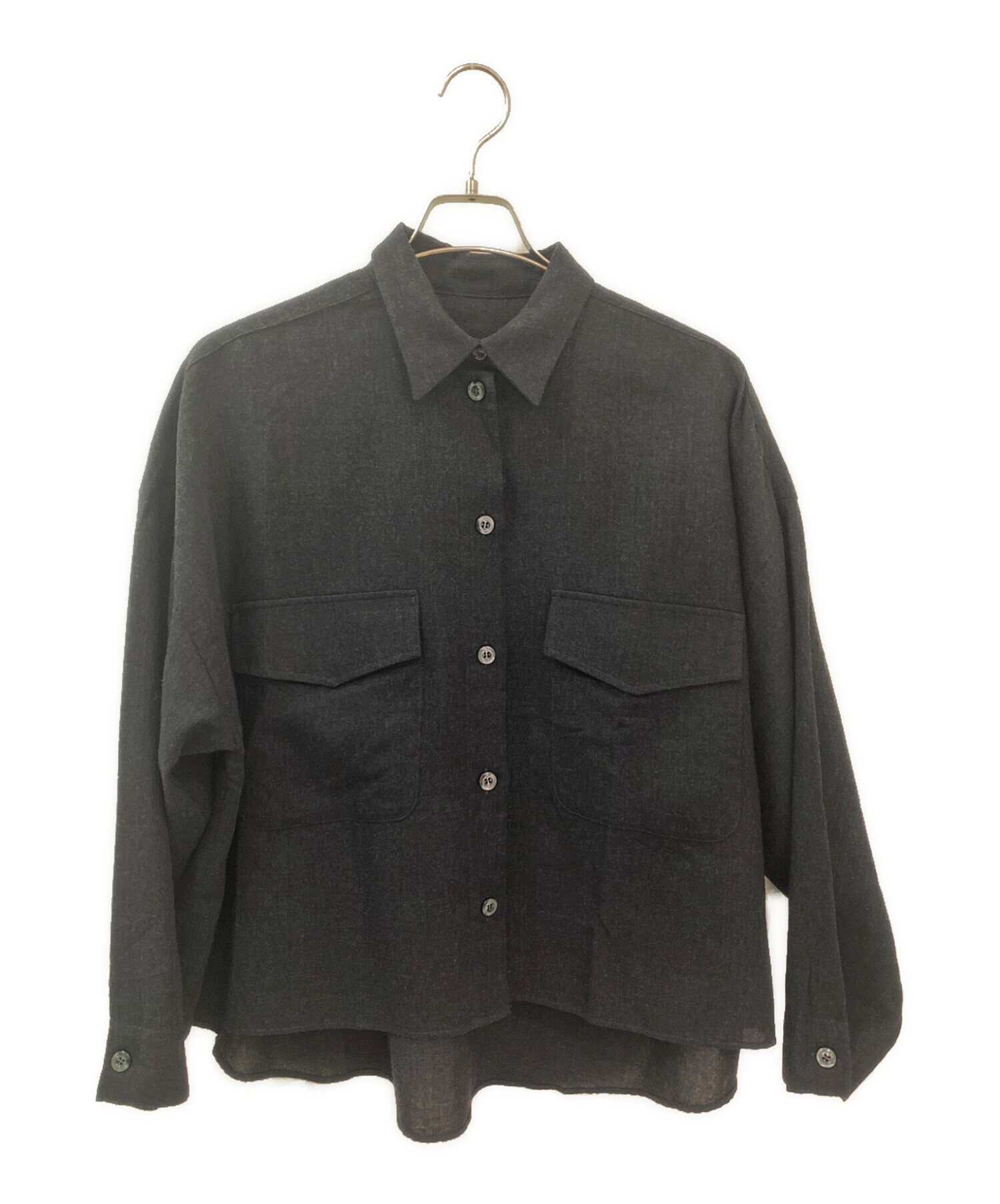 MM6 Maison Margiela (エムエムシックス メゾンマルジェラ) ウール長袖シャツ グレー サイズ:40