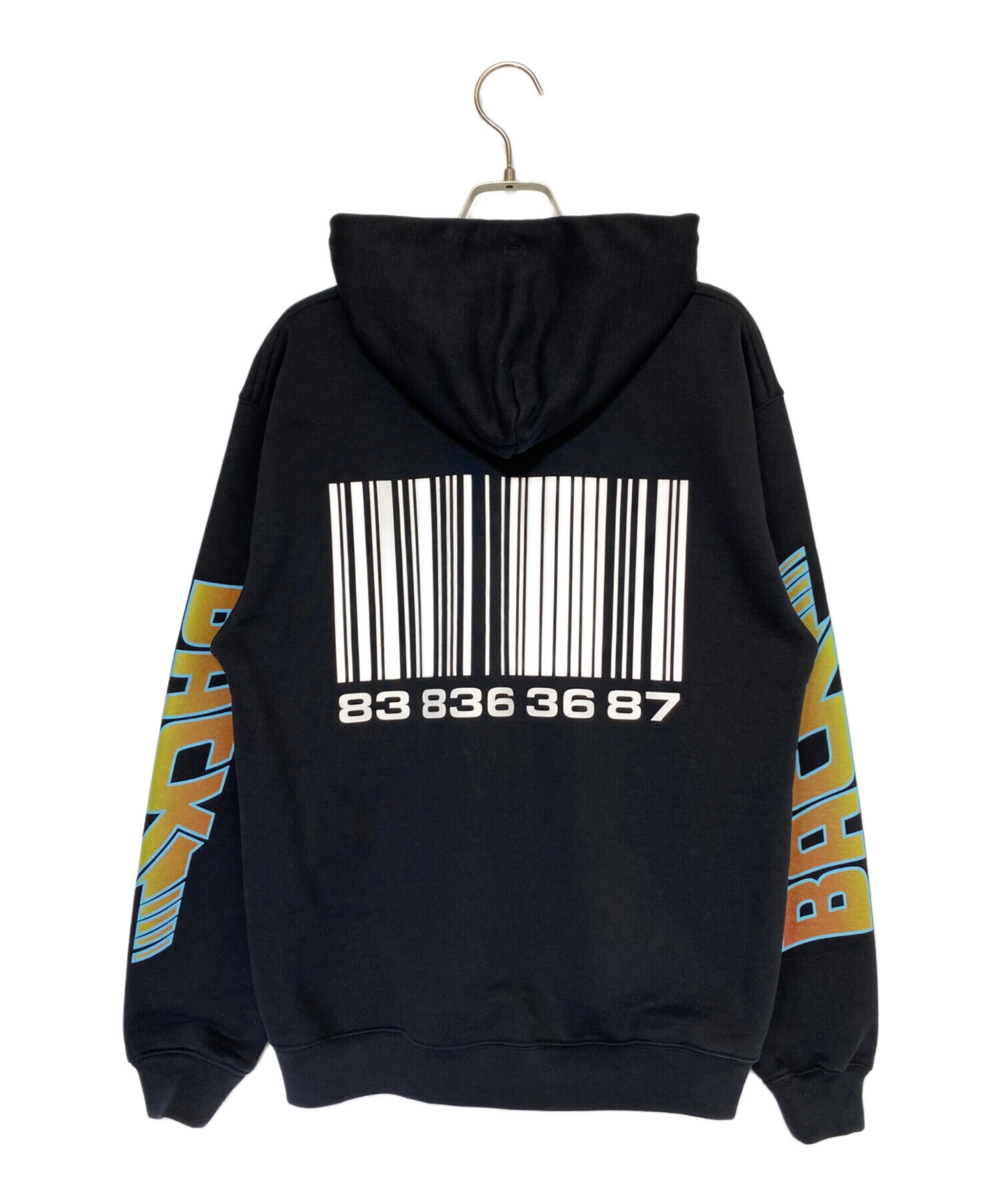 VETEMENTS (ヴェトモン) BACK TO THE FUTURE JERSEY HOODIE ブラック サイズ:XS