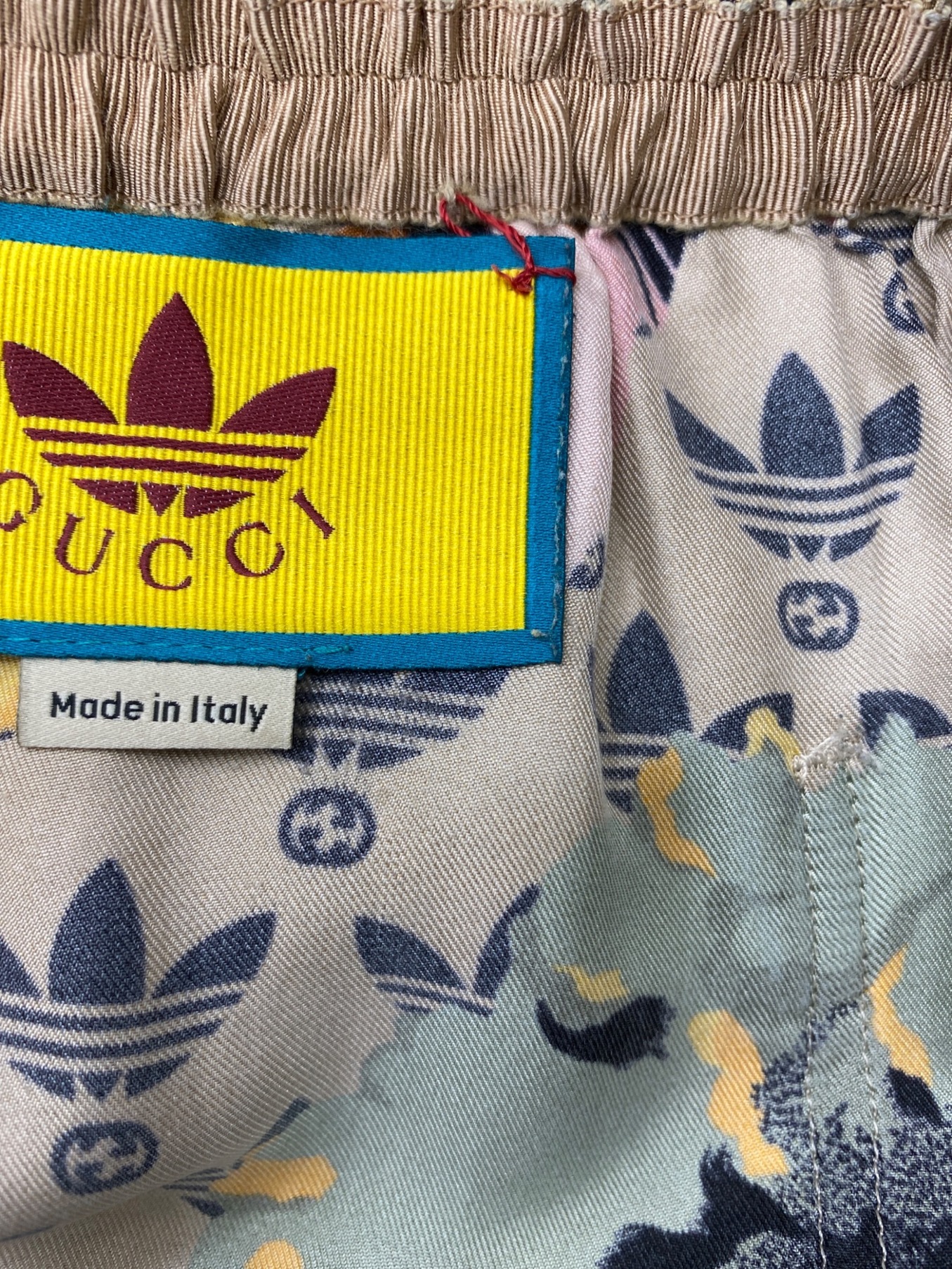 GUCCI (グッチ) adidas (アディダス) 総柄シルクハーフパンツ ベージュ サイズ:44