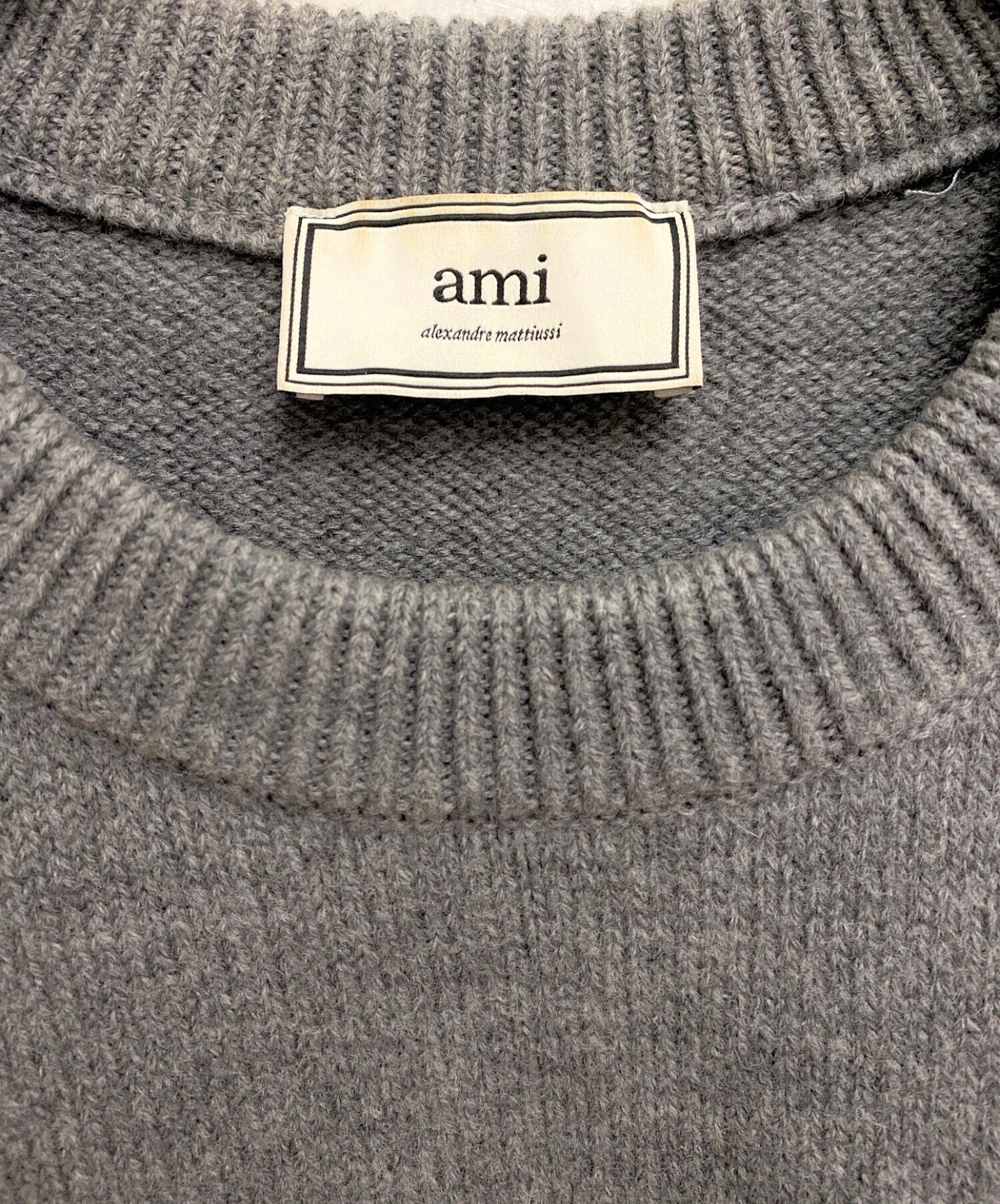 中古・古着通販】AMI Alexandre Mattiussi (アミ アレクサンドル マテュッシ) HEART LOGO KNIT（ハートロゴニット）  グレー サイズ:M｜ブランド・古着通販 トレファク公式【TREFAC FASHION】スマホサイト