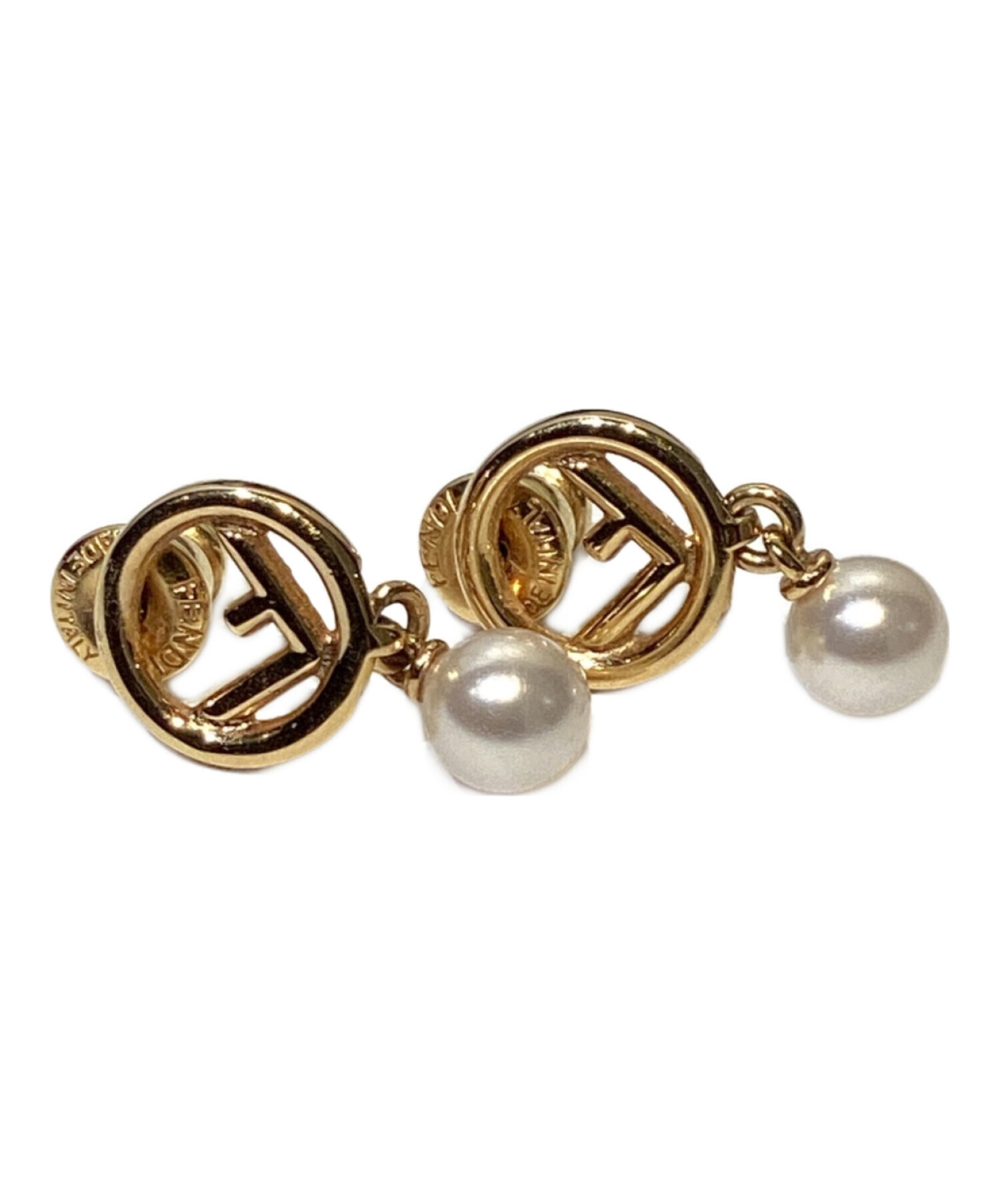 中古・古着通販】FENDI (フェンディ) Pearl accessory earrings（パールアクセサリーピアス） ゴールド  サイズ:-｜ブランド・古着通販 トレファク公式【TREFAC FASHION】スマホサイト