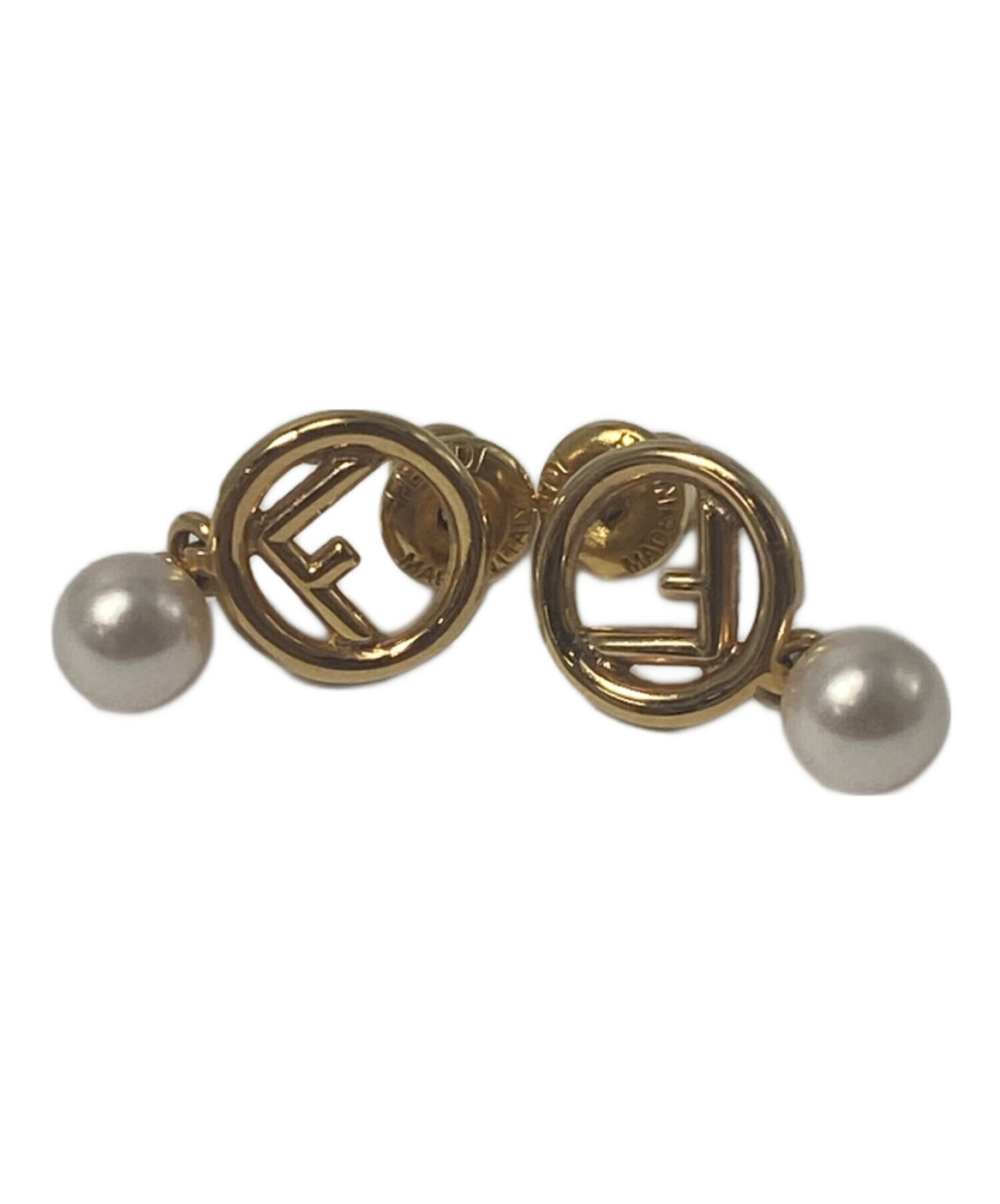 中古・古着通販】FENDI (フェンディ) Pearl accessory earrings（パールアクセサリーピアス） ゴールド  サイズ:-｜ブランド・古着通販 トレファク公式【TREFAC FASHION】スマホサイト