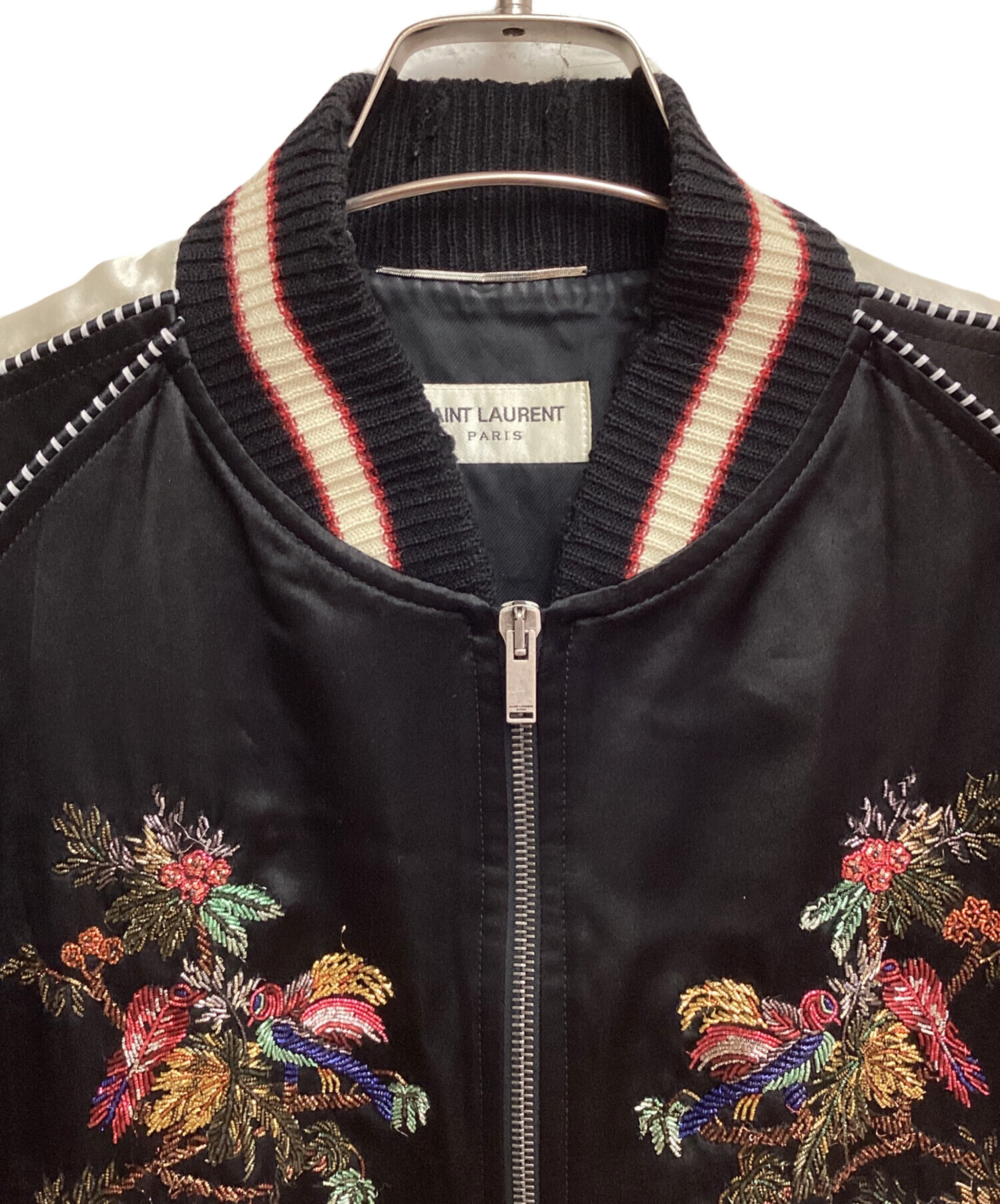 Saint Laurent Paris (サンローランパリ) 19SS バード刺繍スカジャン ブラック サイズ:48