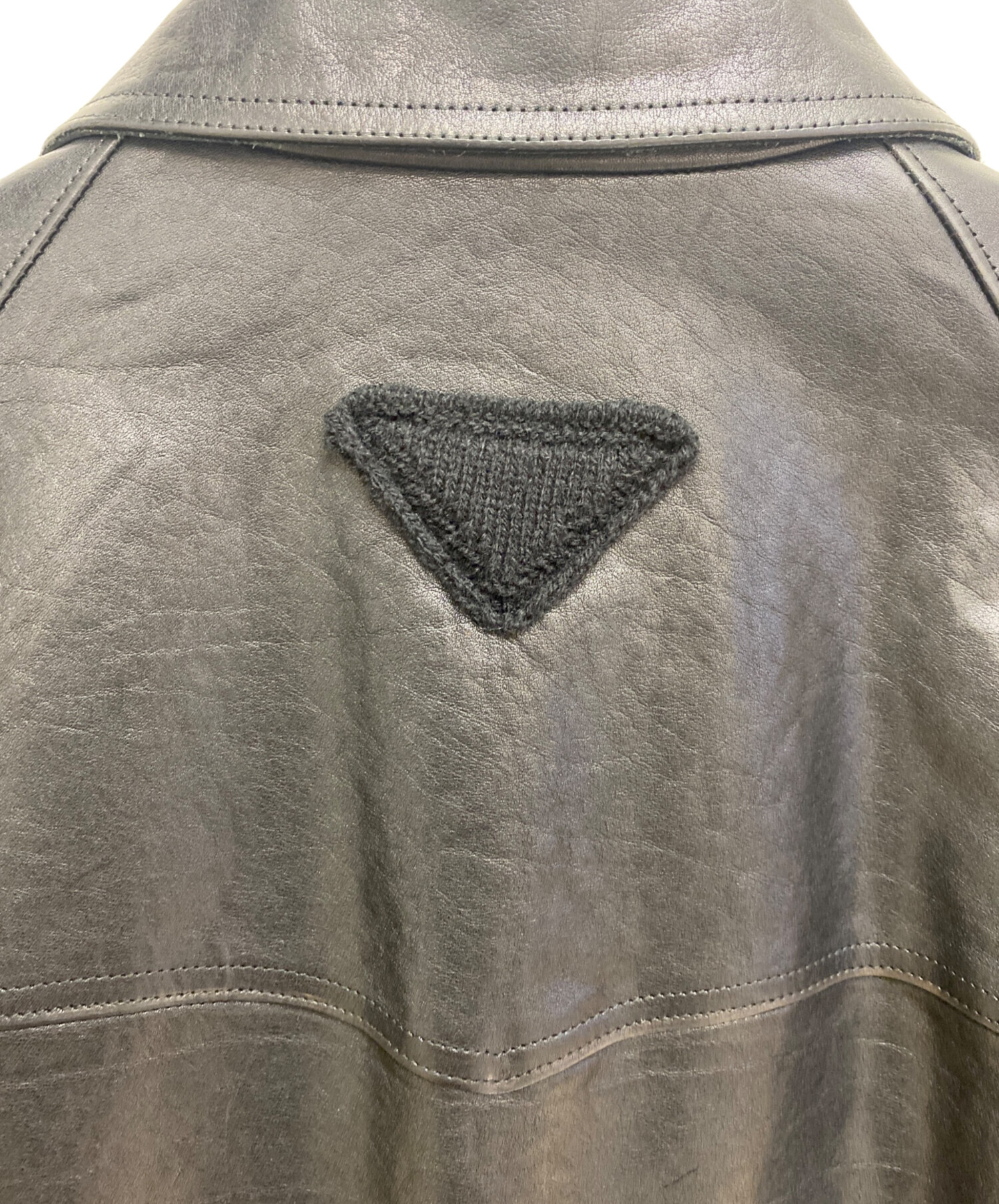 中古・古着通販】PRADA (プラダ) Black leather jacket（ブラックレザージャケット） ブラック  サイズ:46｜ブランド・古着通販 トレファク公式【TREFAC FASHION】スマホサイト