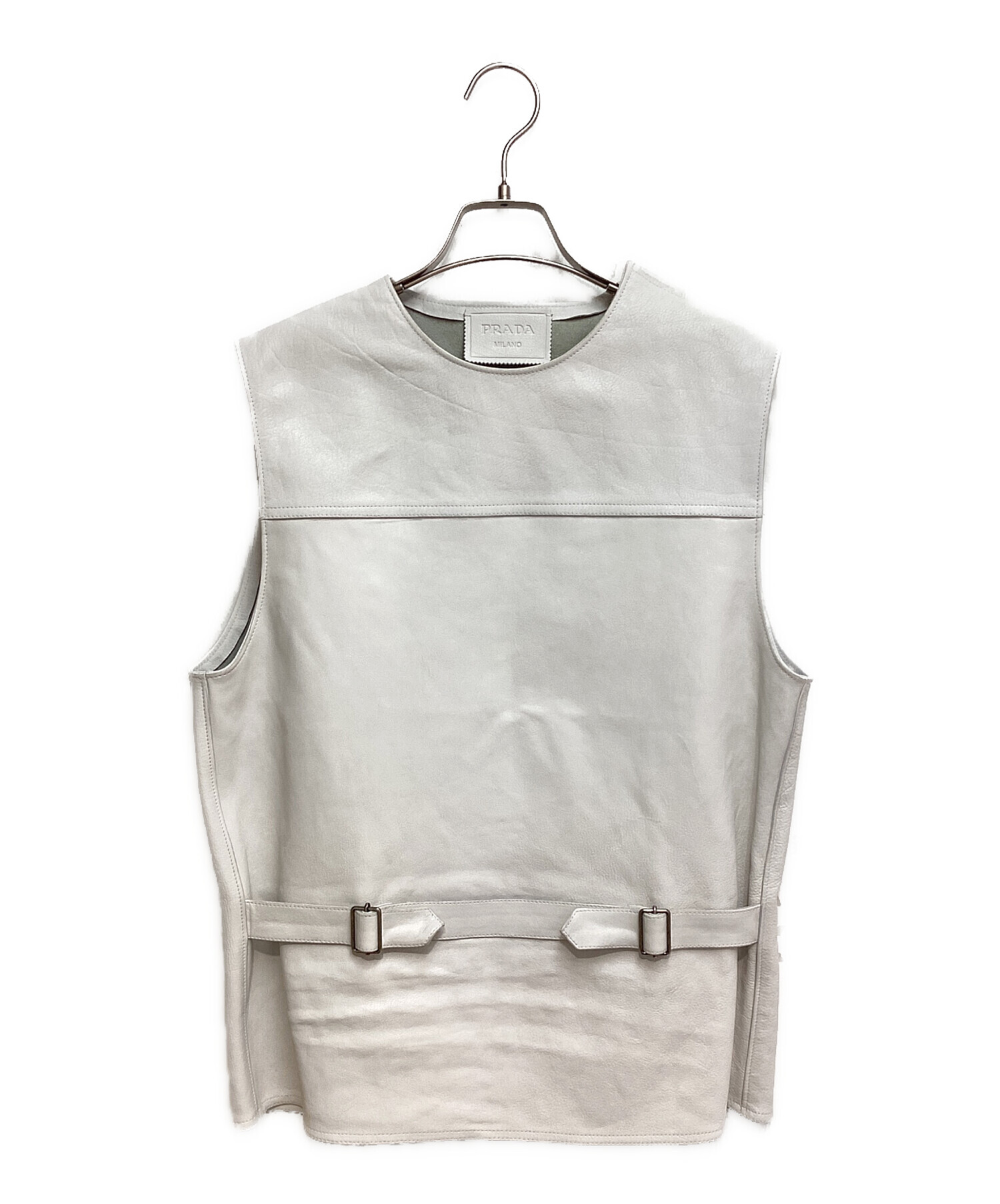 PRADA (プラダ) 23SS Belted leather pullover vest (ベルテッドレザープルオーバーベスト) ホワイト  サイズ:46