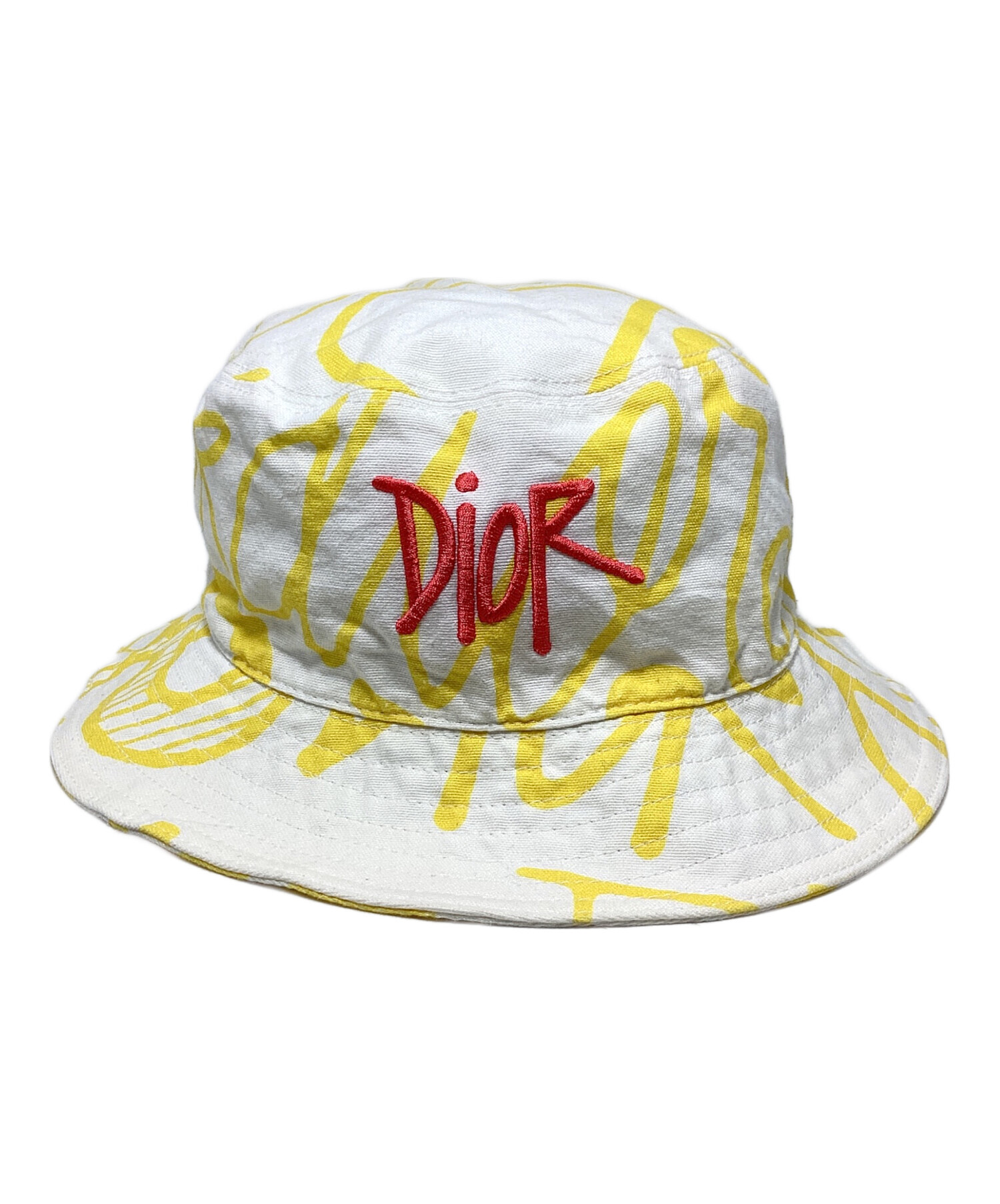 中古・古着通販】Christian Dior (クリスチャン ディオール) stussy (ステューシー) 20AW Shawn Stussy  logo embroidery bucket hat (ロゴ刺繍バケットハット) ホワイト×イエロー サイズ:L｜ブランド・古着通販  トレファク公式【TREFAC FASHION】スマホサイト