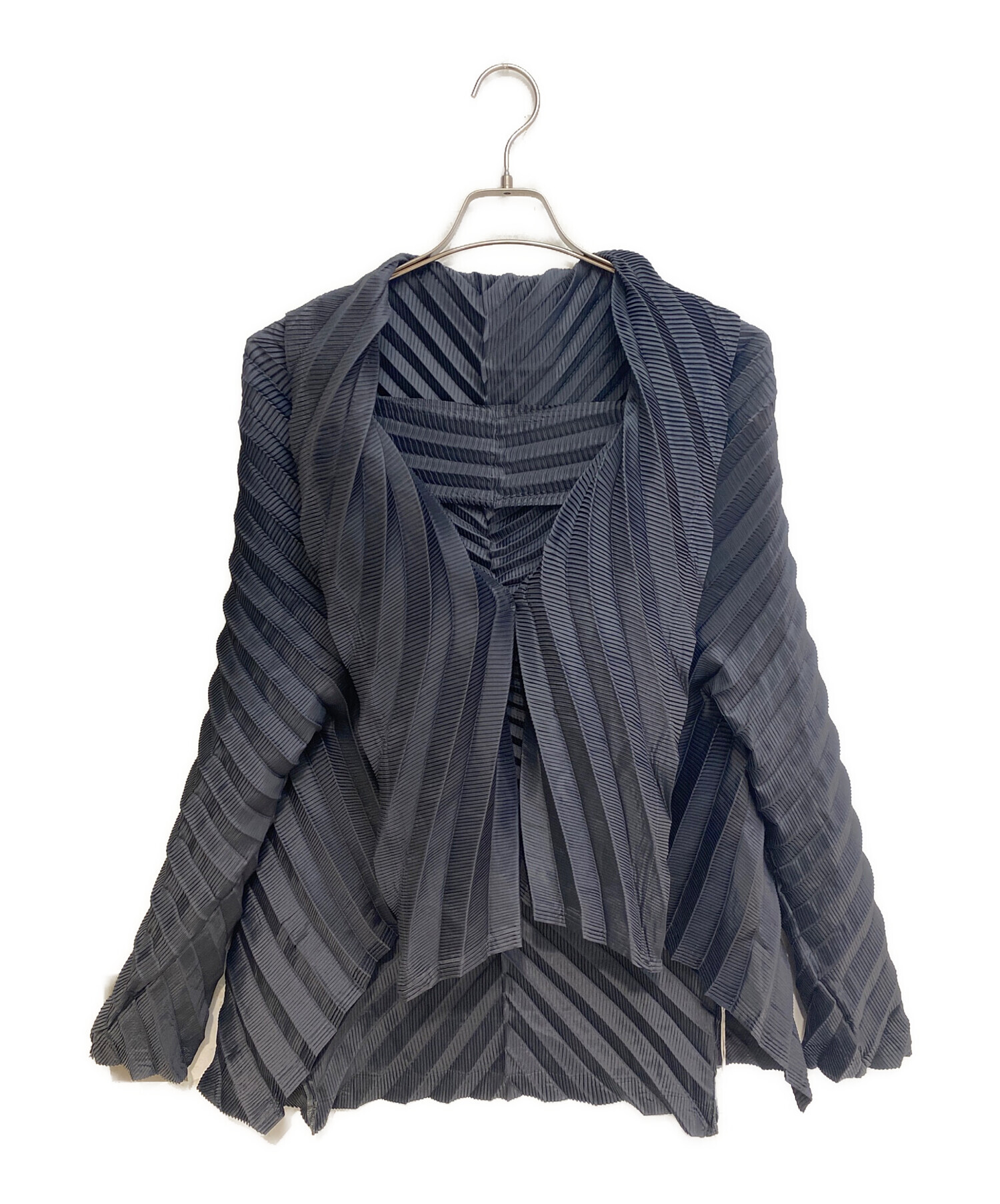 ISSEY MIYAKE (イッセイミヤケ) Pleats shaped cardigan(変形プリーツカーディガン) ブラック サイズ:2 未使用品