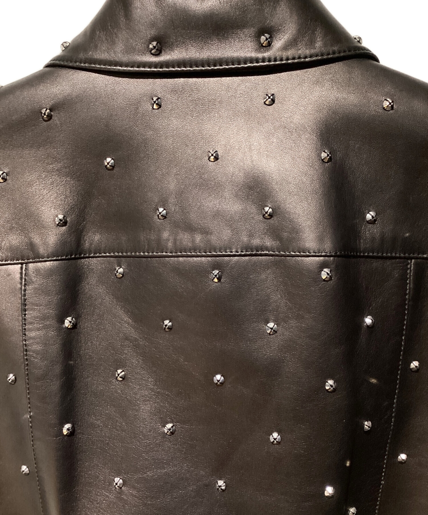 MIU MIU (ミュウミュウ) Studs design leather jacket（スタッズデザインレザージャケット） ブラック サイズ:36