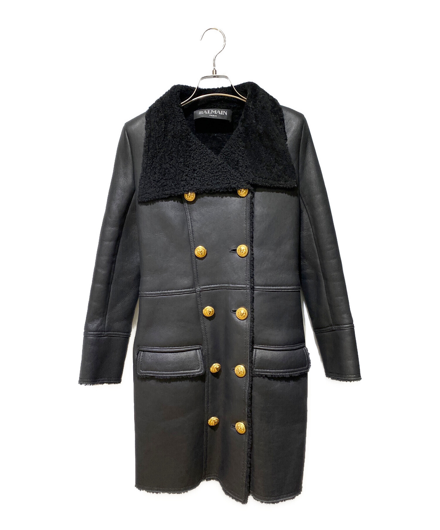 BALMAIN (バルマン) mouton coat（ムートンコート） ブラック サイズ:34