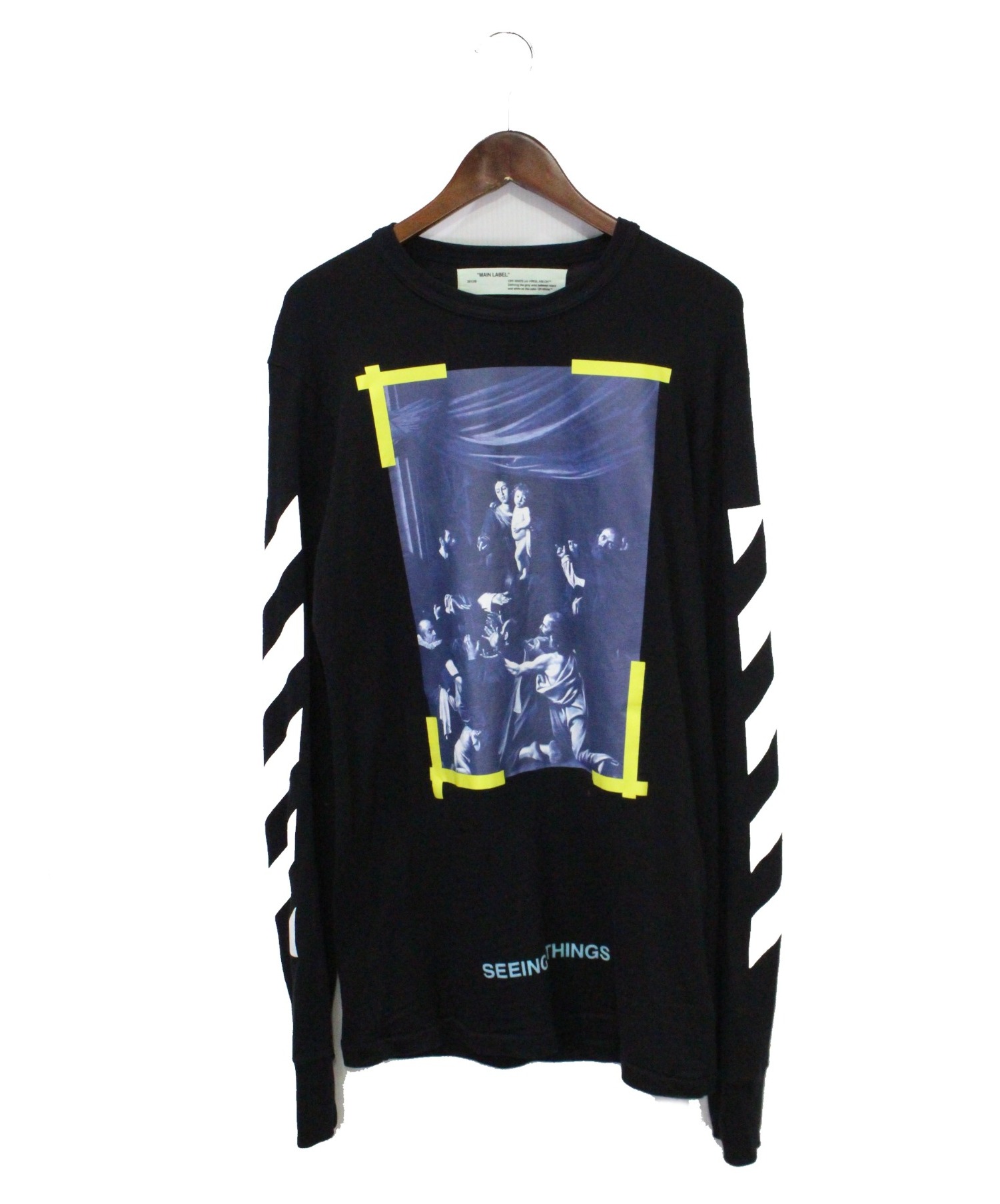 OFFWHITE (オフホワイト) DIAG CARAVAGGIO TEE LS ブラック サイズ:S