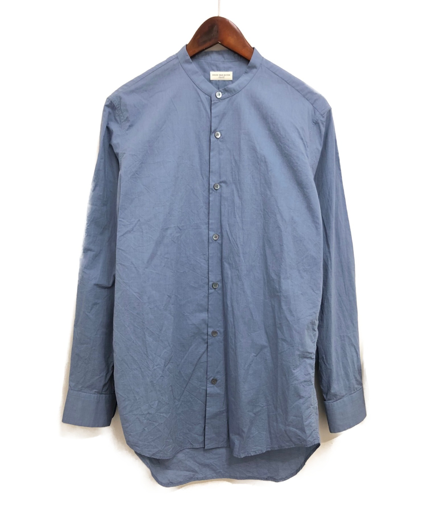 DRIES VAN NOTEN (ドリスヴァンノッテン) ノーカラーシャツ ブルー サイズ:46
