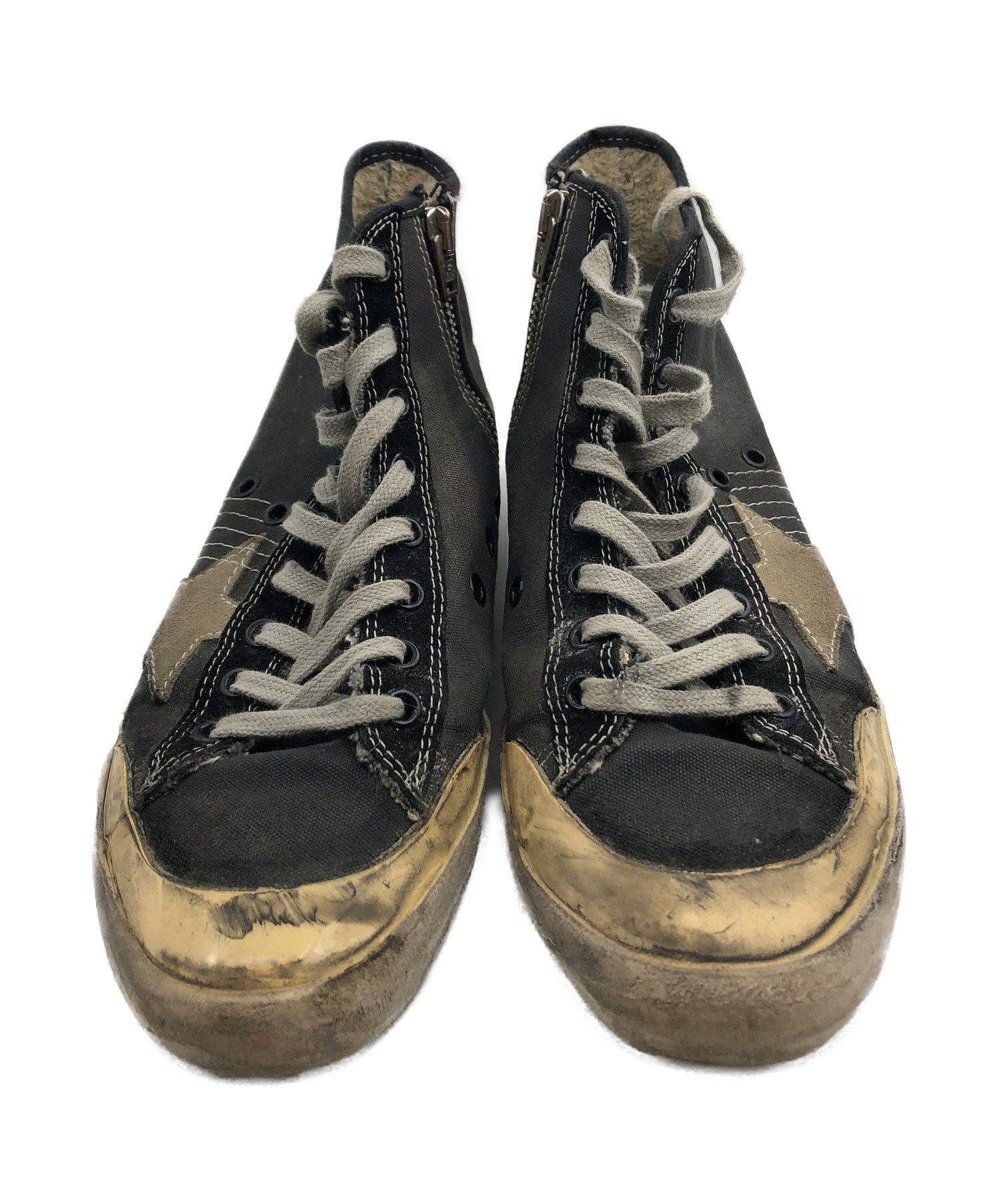 GOLDEN GOOSE (ゴールデングース) ヴィンテージライクハイカットスニーカー ブラック サイズ:37 FRANCY