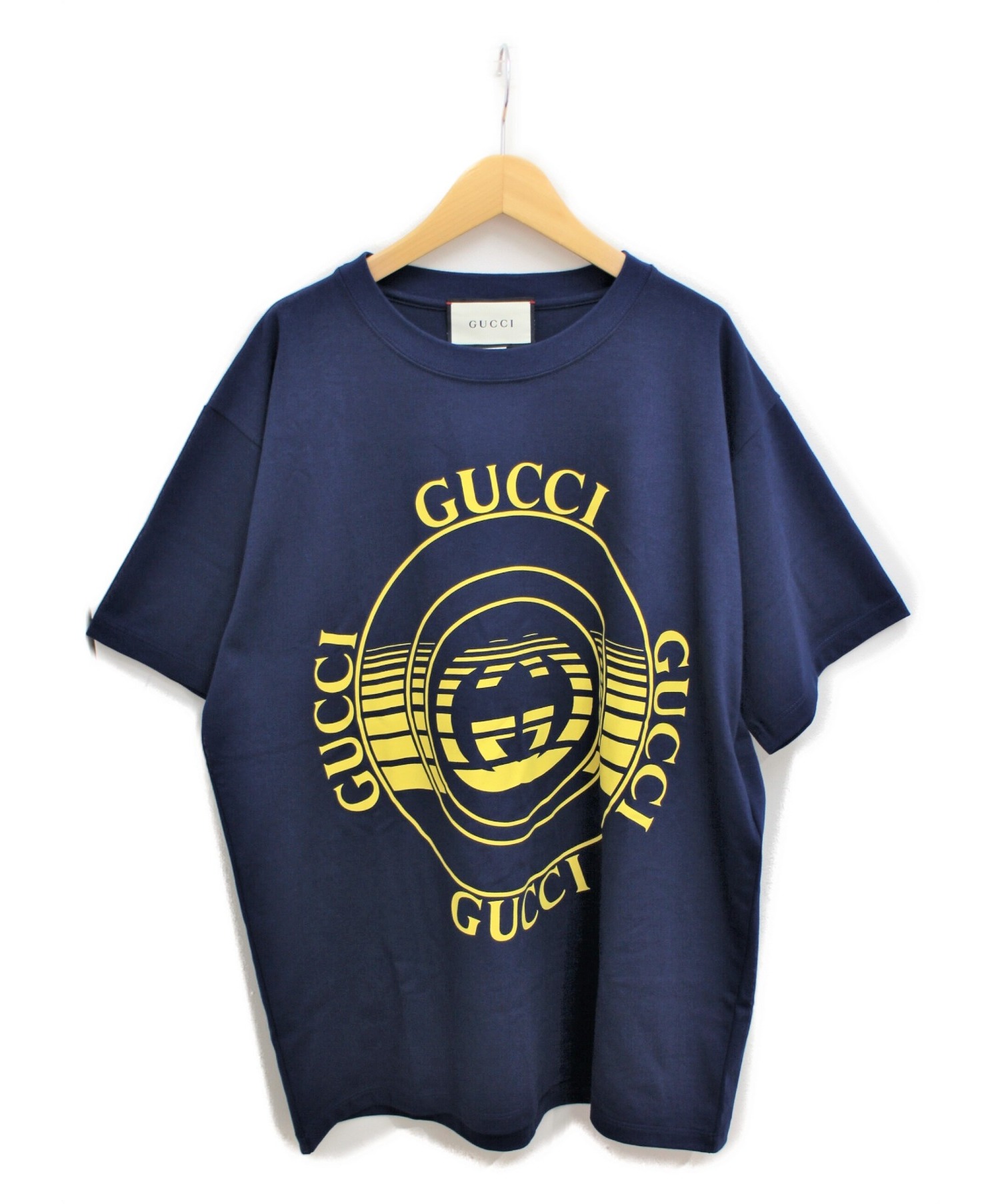 GUCCI (グッチ) 20AW ディスクプリントオーバーサイズTシャツ ネイビー サイズ:M