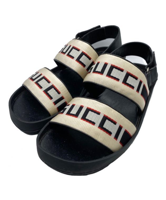 中古・古着通販】GUCCI (グッチ) ストライプストラップサンダル ブラック×ホワイト サイズ:7｜ブランド・古着通販 トレファク公式【TREFAC  FASHION】スマホサイト