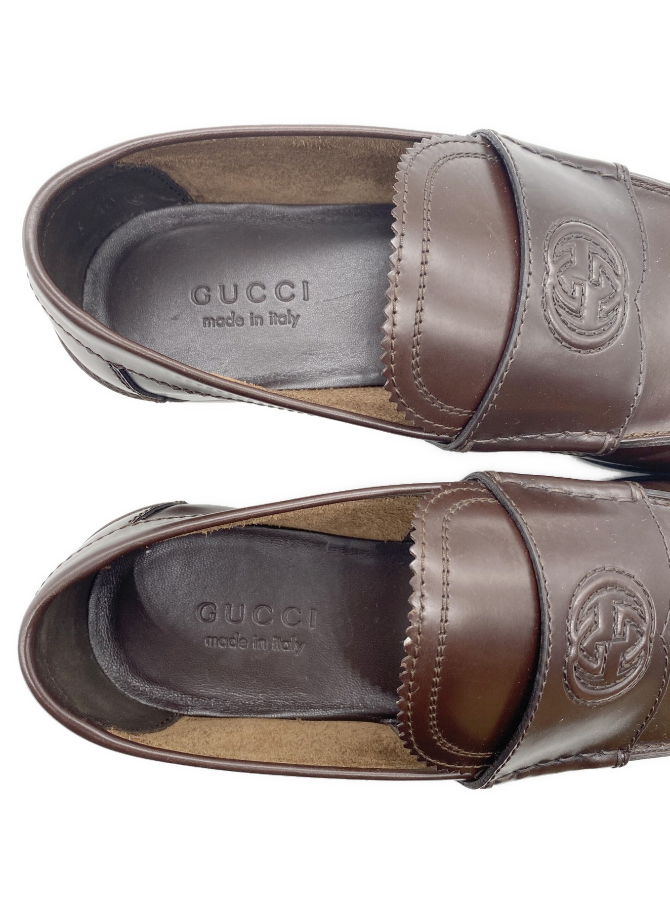 GUCCI (グッチ) ダブルG ローファー ブラウン サイズ:7