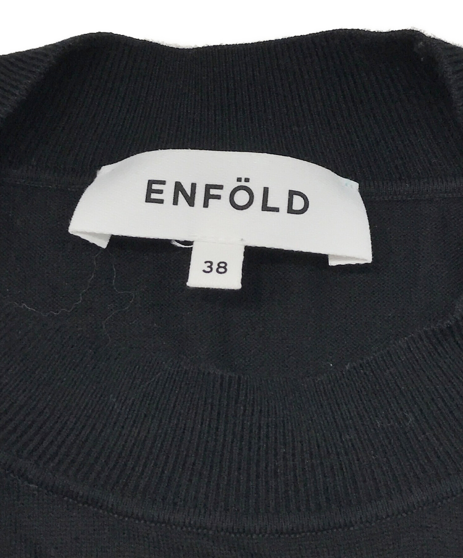 ENFOLD (エンフォルド) 半袖アシンメトリーニット ブラック サイズ:8