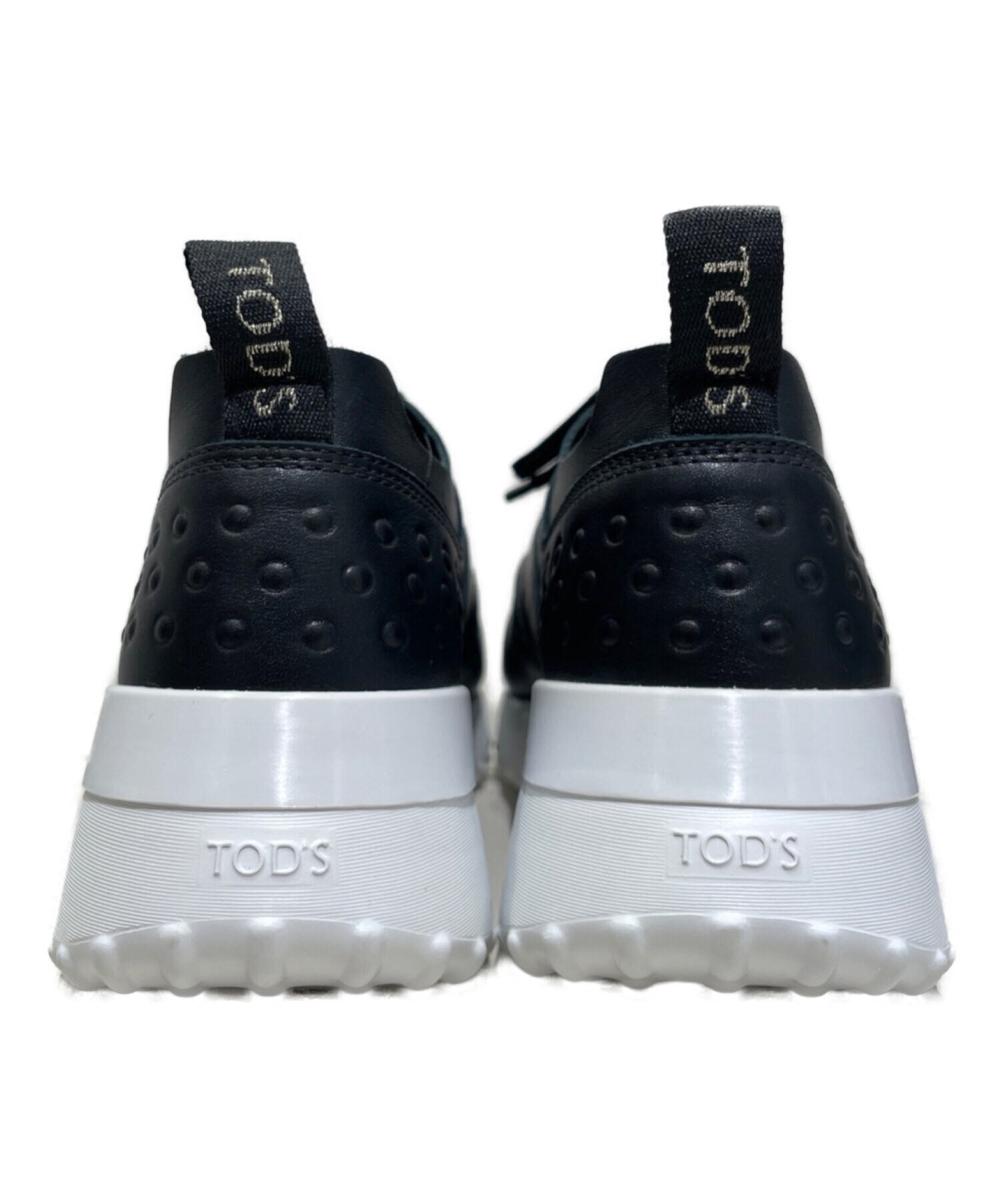 TOD'S (トッズ) レザースニーカー ブラック サイズ:37 1/2