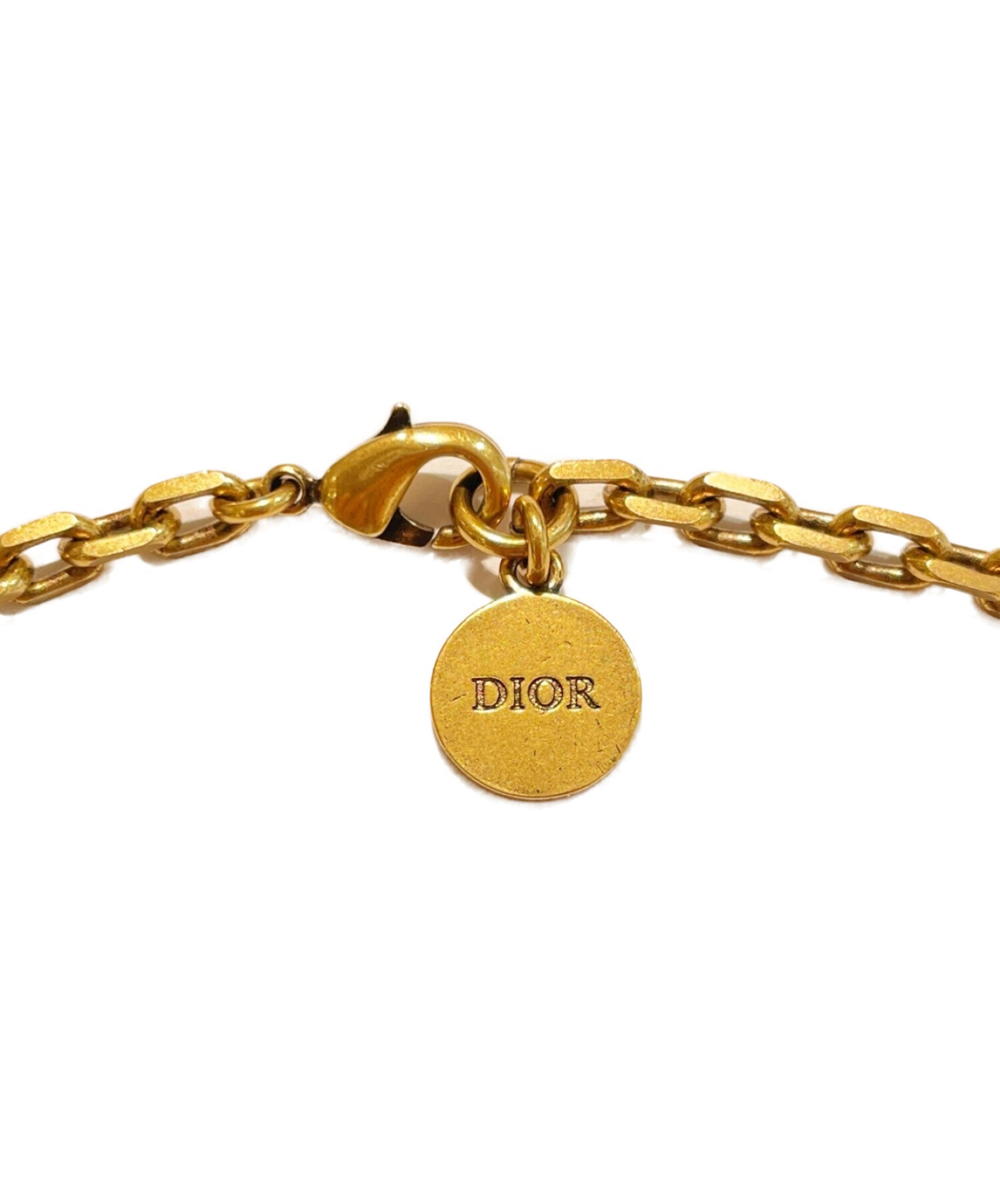 約40cm幅美品 クリスチャンディオール ヴィンテージ チェーン GP ゴールド チョーカー ネックレス 0094Christian Dior