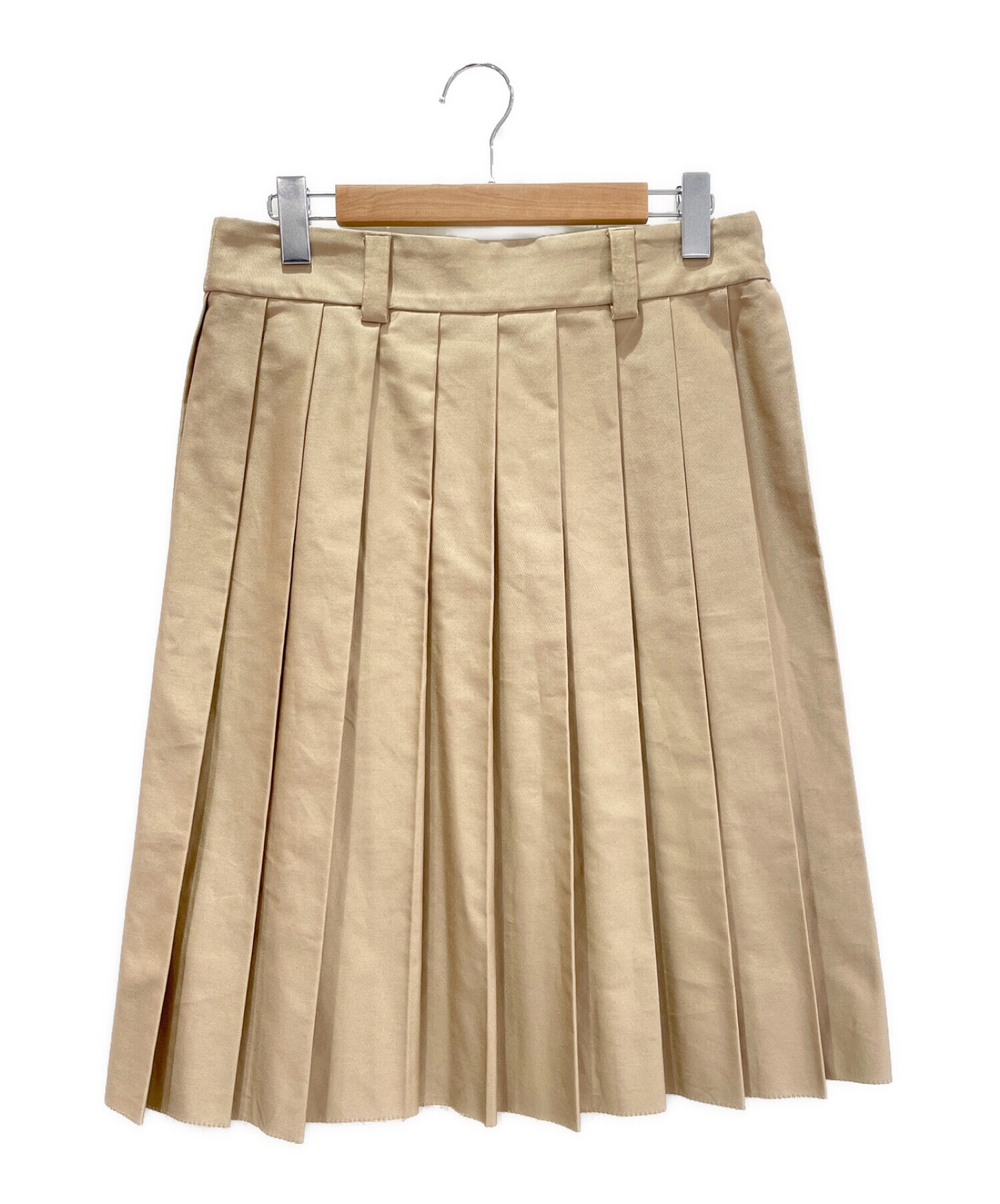 MIU MIU (ミュウミュウ) チノプリーツスカート ベージュ サイズ:38