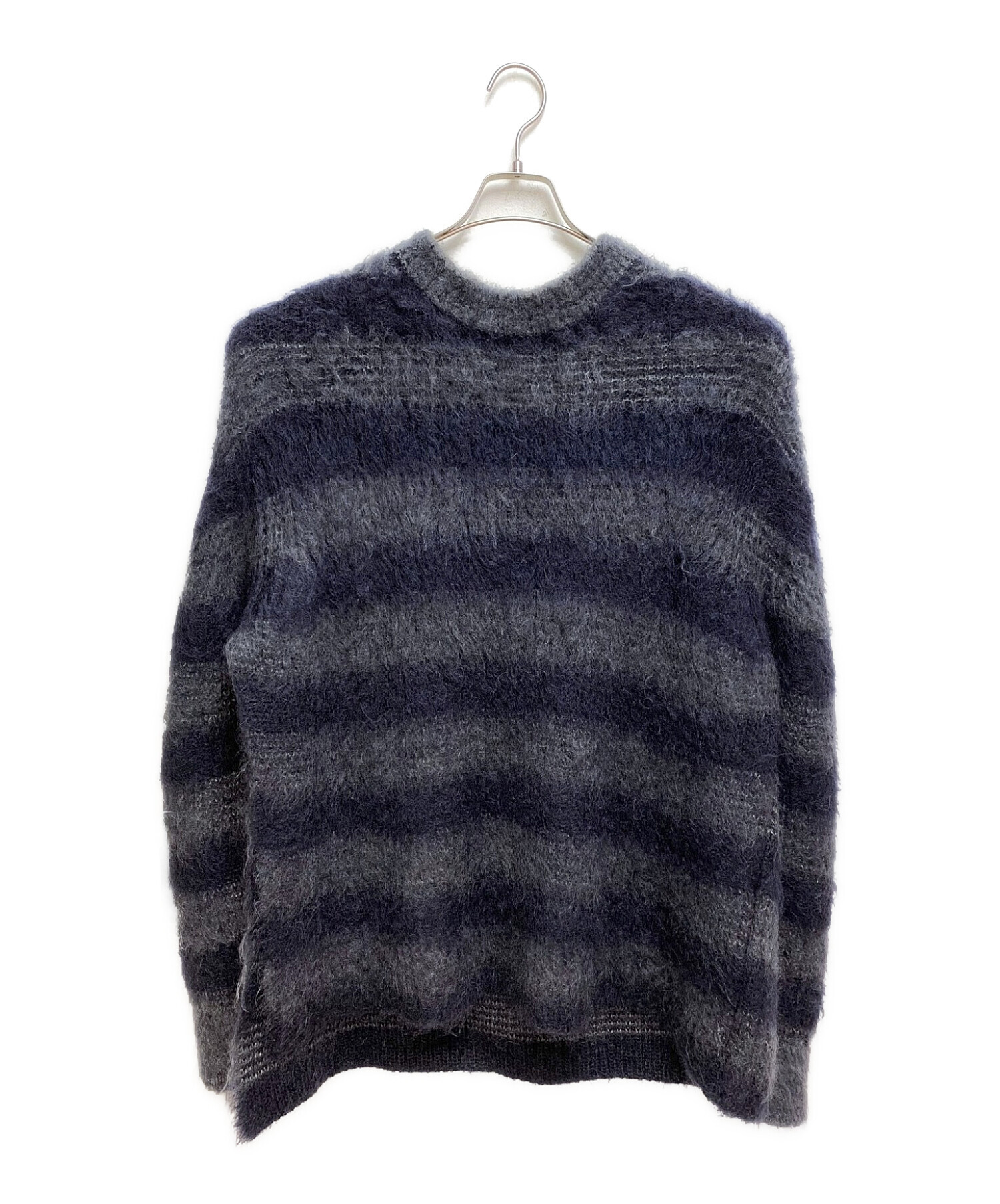 JIL SANDER (ジルサンダー) STRIPED MOHAIR KNIT ブラック サイズ:SIZE 46