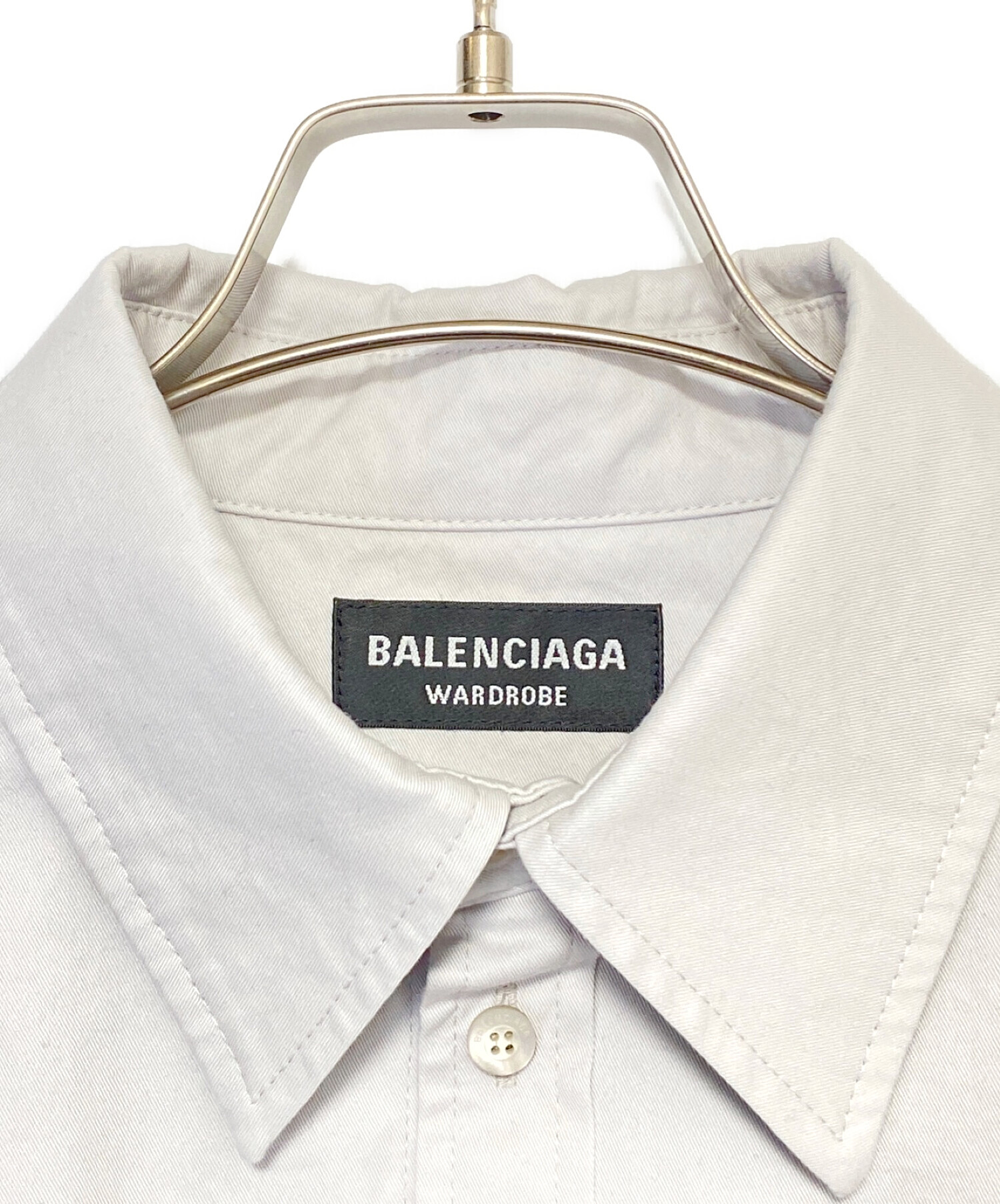 BALENCIAGA バレンシアガ 長袖シャツ オーバーサイズ ストライプ ビッグサイズ オープンカラー サテン風 38 608943TG0221070 ブラック 黒 ホワイト 白    メンズ 人気 美品【品】