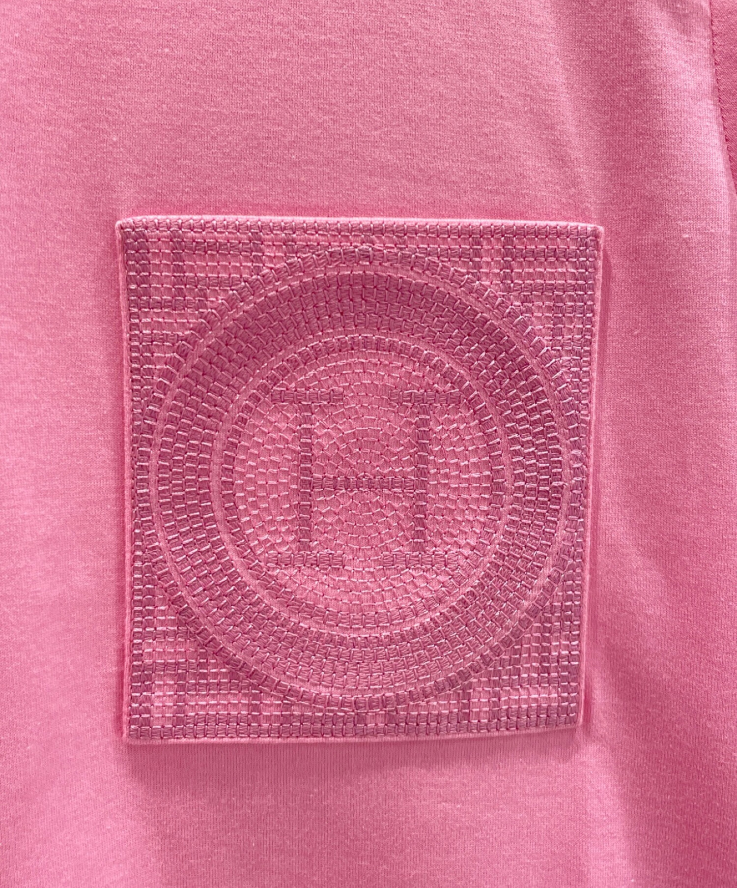HERMES (エルメス) H刺繍入りポケット半袖Ｔシャツ ピンク サイズ:38