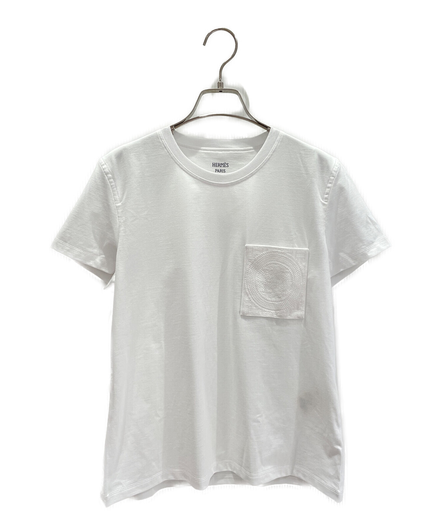 HERMES (エルメス) H刺繍入りポケット半袖Ｔシャツ ホワイト サイズ:38