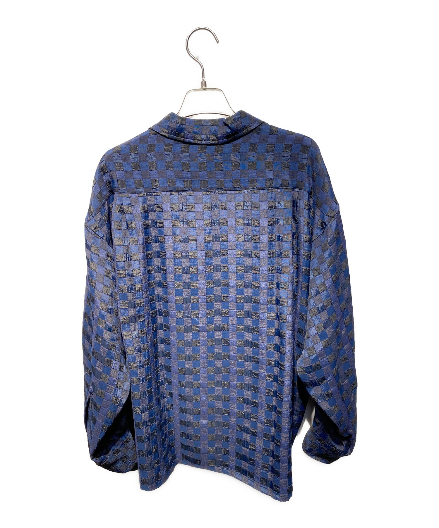 JANE SMITH (ジェーンスミス) チェックジャガードオープンカラーシャツ ネイビー サイズ:38 未使用品