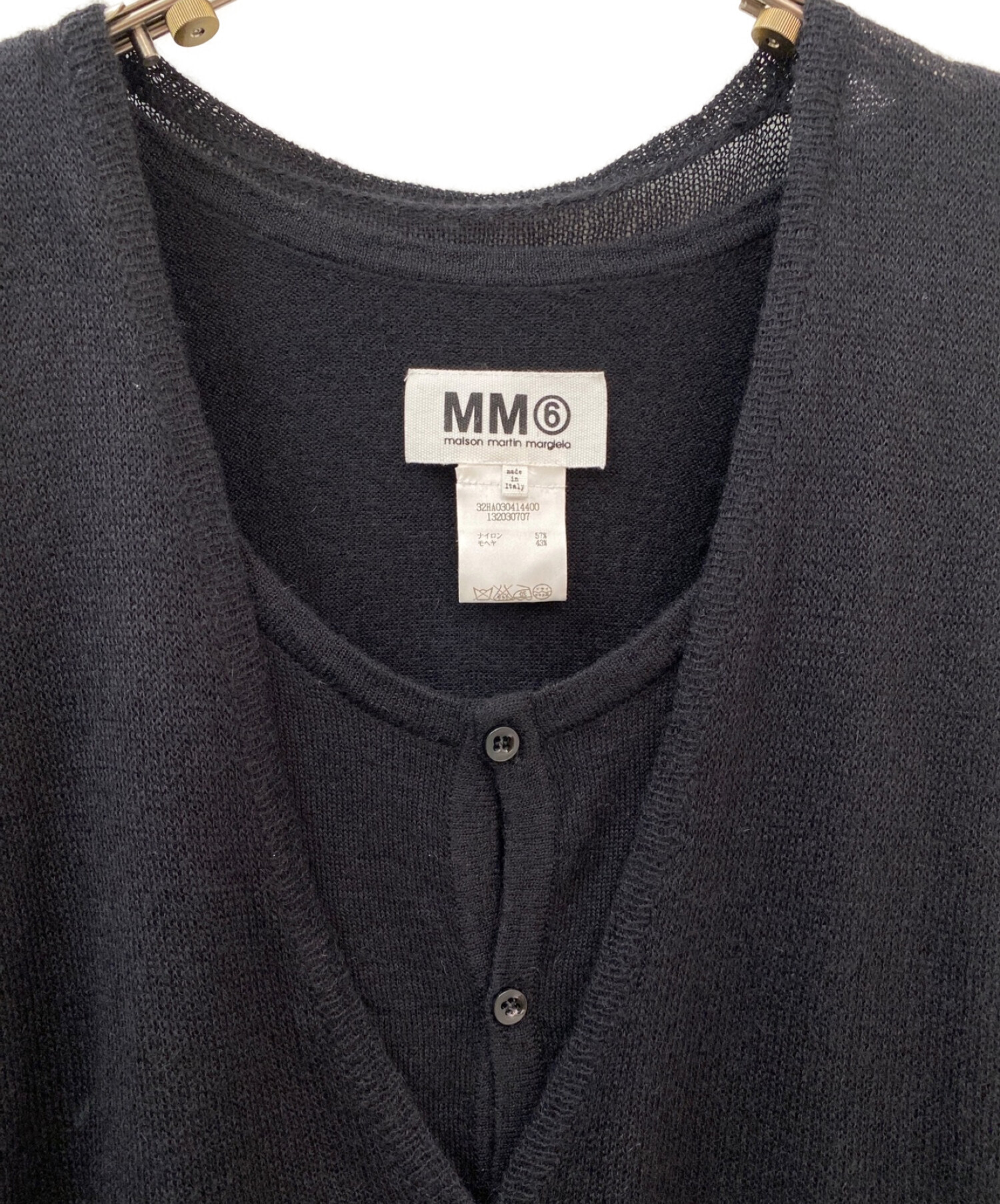 MM6 Maison Margiela (エムエムシックス メゾンマルジェラ) ニットカーディガン ブラック サイズ:XL
