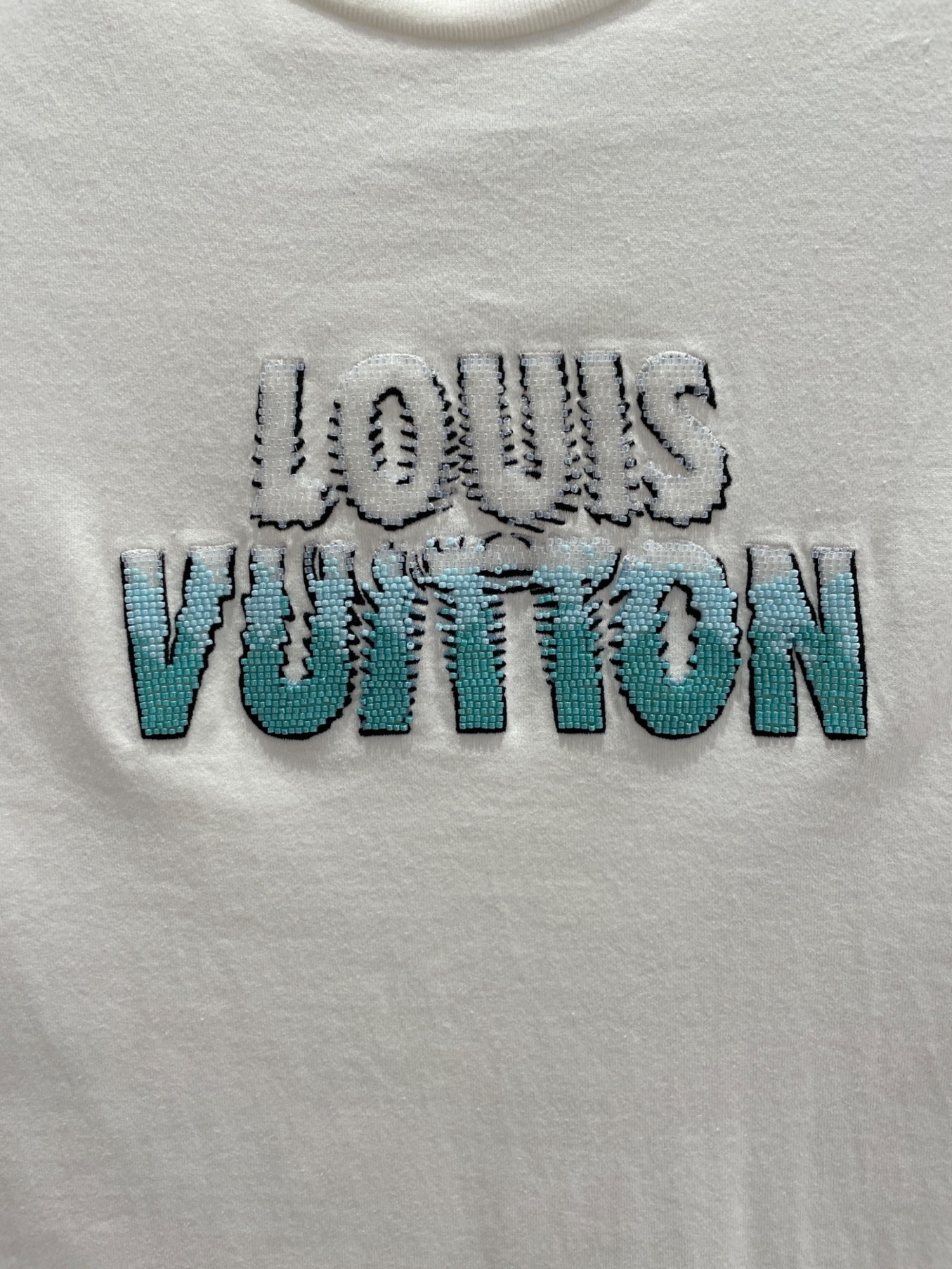 LOUIS VUITTON ルイヴィトン 23AW エンブロイダードビーズコットンクルーネック半袖Tシャツ 1ABJMU/RM232M NPG HPY35W ホワイト