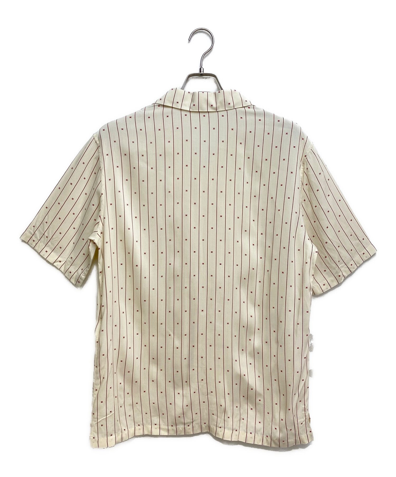 CELINE (セリーヌ) ミニ トリオンフ ストライププリント ハワイアンシャツ hawaiian shirt in printed viscose　 （ビスコース プリンテッド ハワイアンシャツ） アイボリー サイズ:38