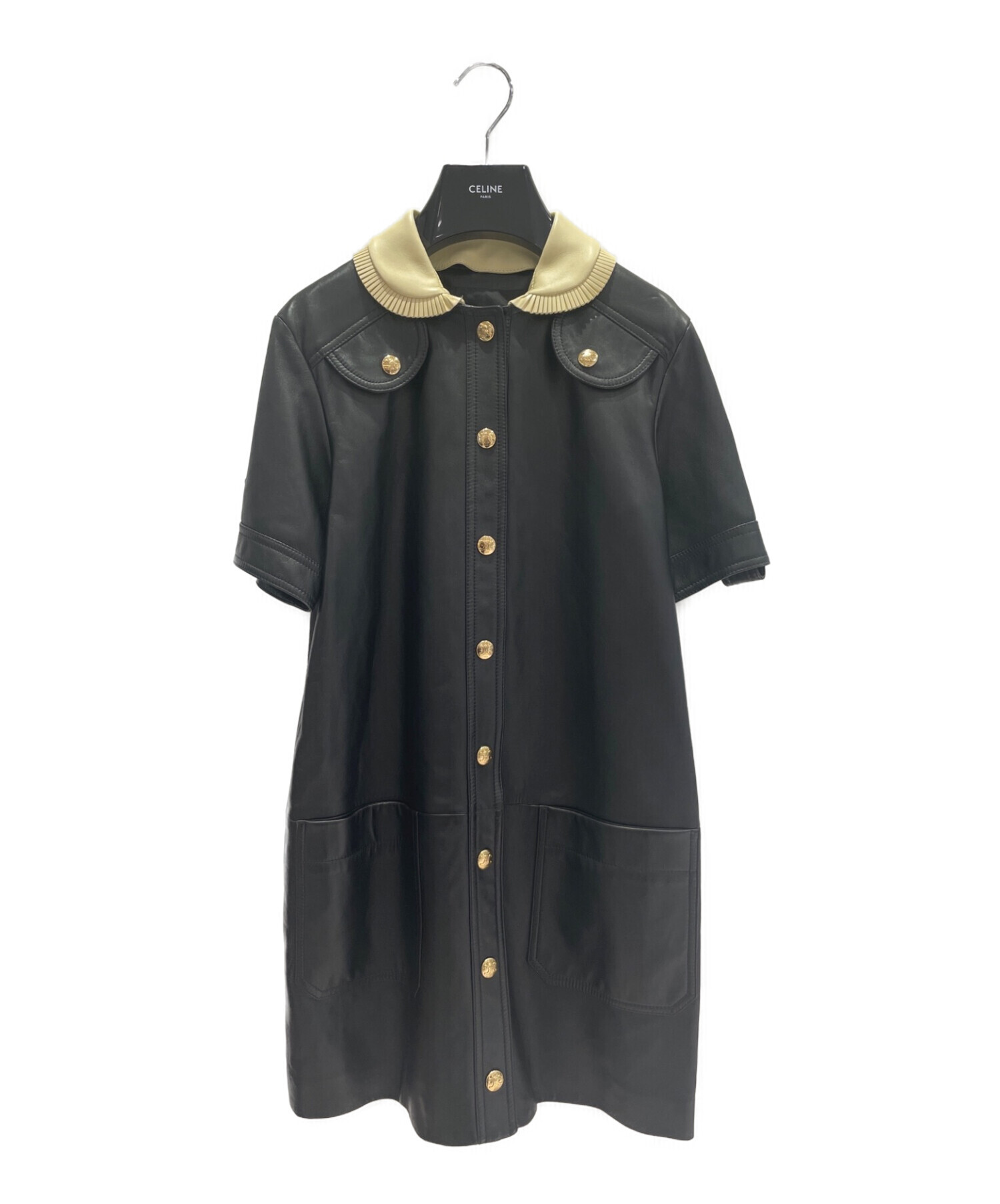 CELINE (セリーヌ) ミニプリーツカラードレス ブラック サイズ:38 未使用品