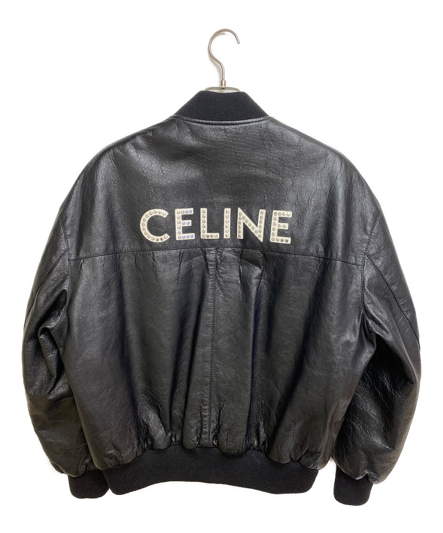 CELINE (セリーヌ) レザーボンバージャケット ブラック サイズ:44
