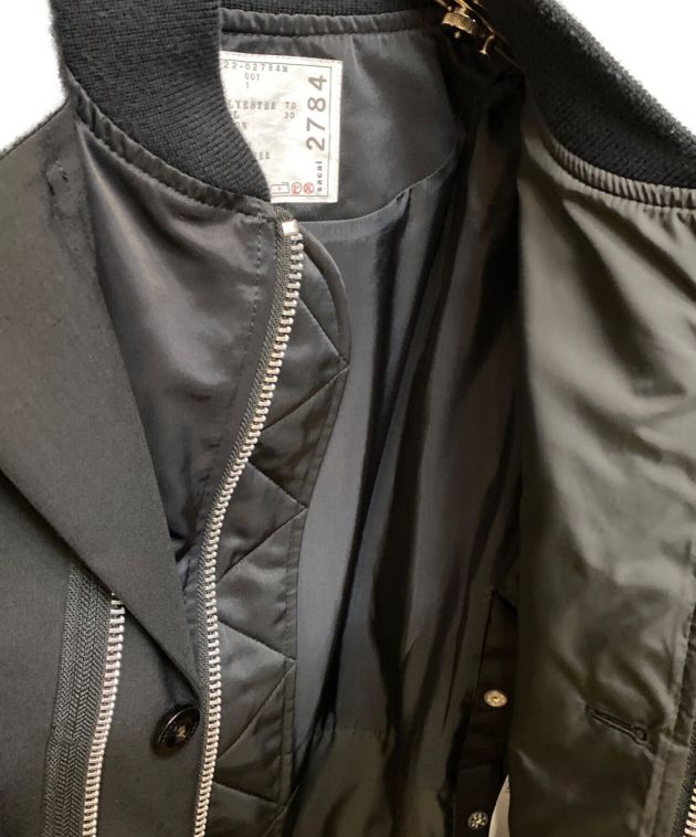 sacai (サカイ) 22AW suiting mix blouson ma1 ブラック サイズ:1