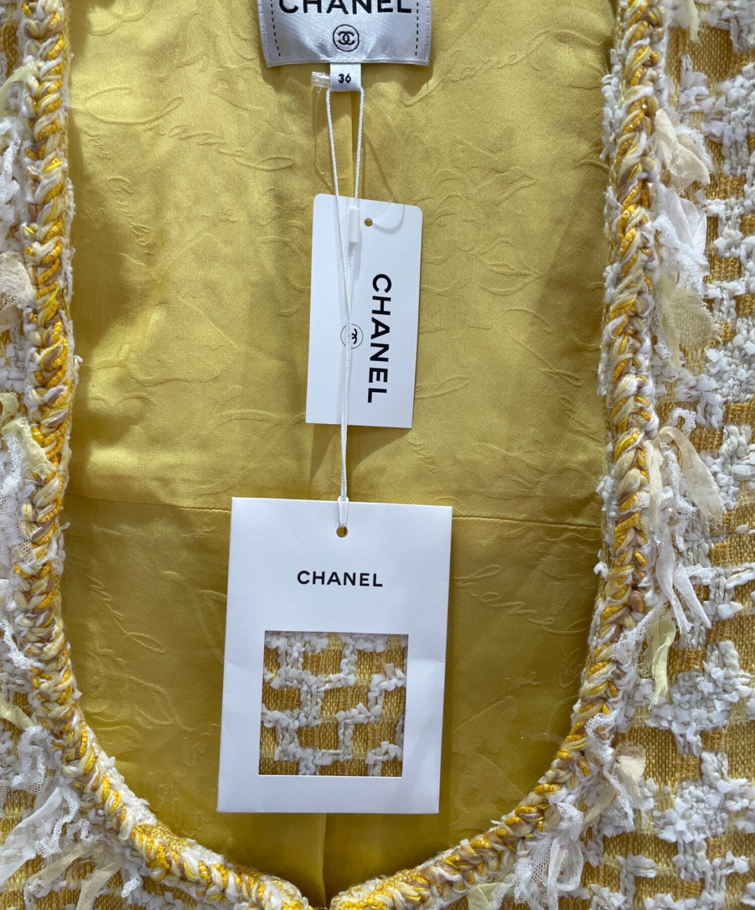 中古・古着通販】CHANEL (シャネル) ツイードワンピース イエロー