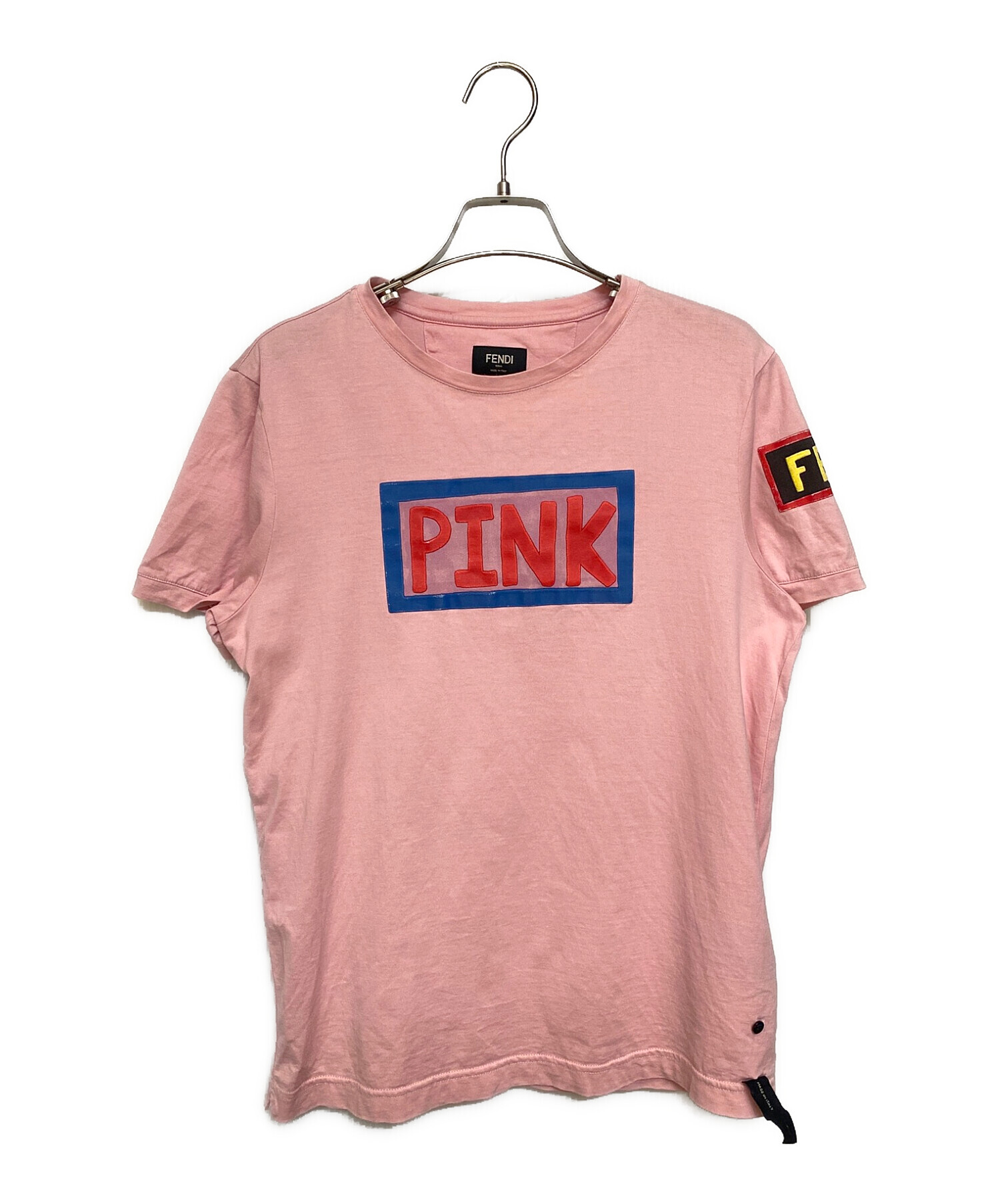 FENDI (フェンディ) ロゴデザインTシャツ ピンク サイズ:46