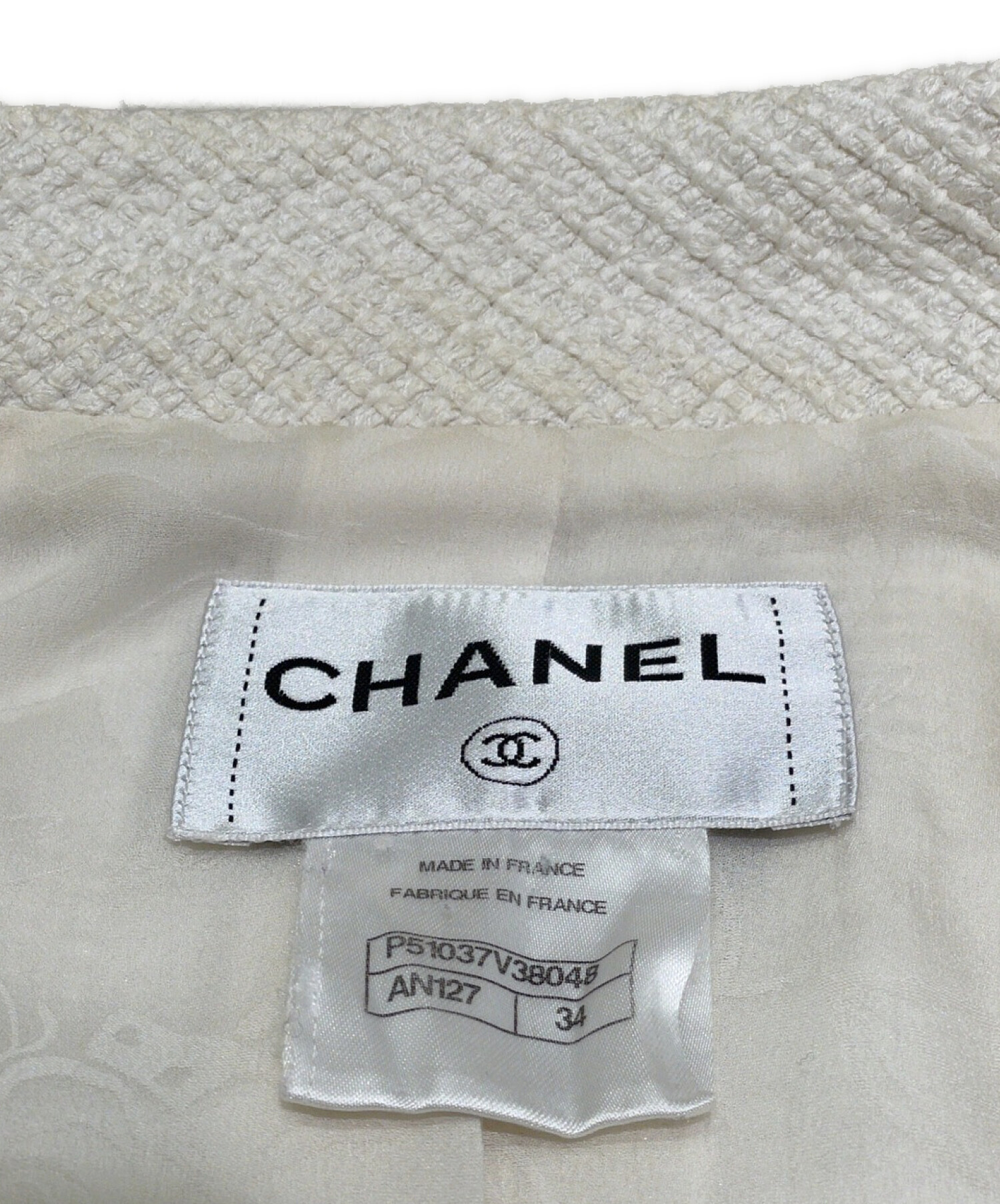 中古・古着通販】CHANEL (シャネル) ツイードジャケット ホワイト サイズ:34｜ブランド・古着通販 トレファク公式【TREFAC  FASHION】スマホサイト