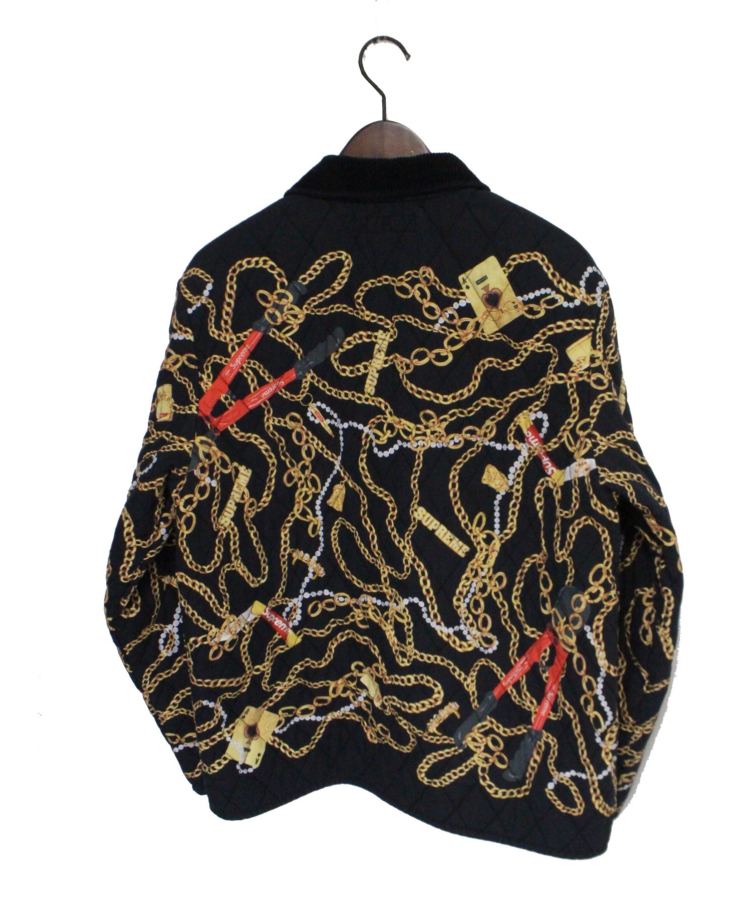 SUPREME (シュプリーム) Chains Quilted Jacket ベージュ×ブラック サイズ:M