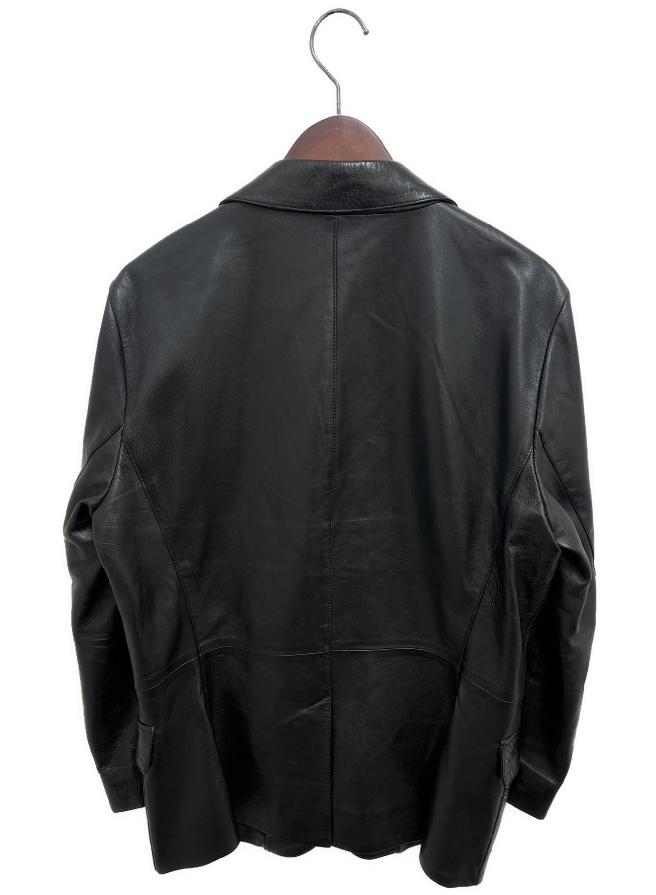 PRADA (プラダ) レザーテーラードジャケット ブラック サイズ:50