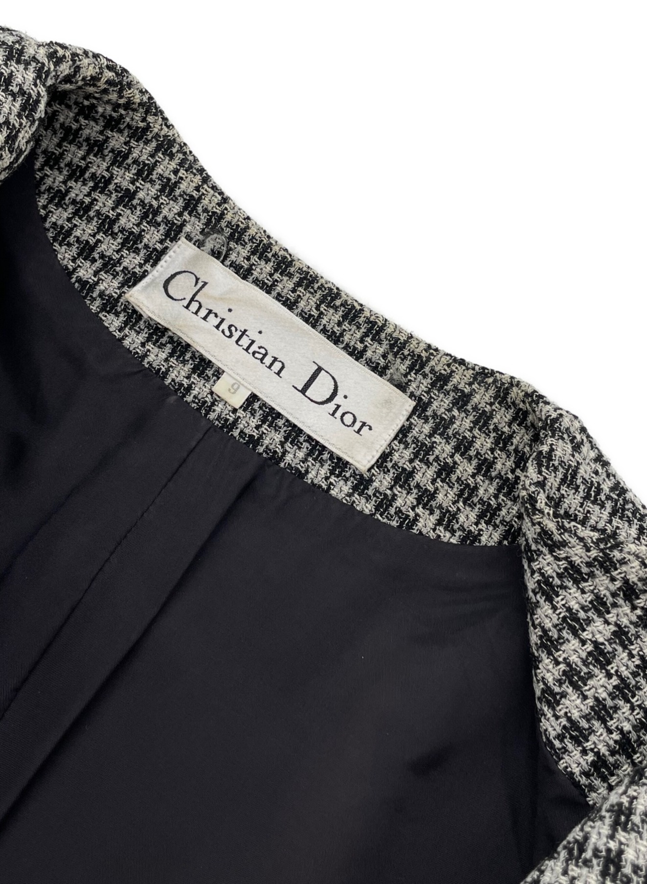 Christian Dior (クリスチャン ディオール) ツイードコート ブラック×ホワイト サイズ:9