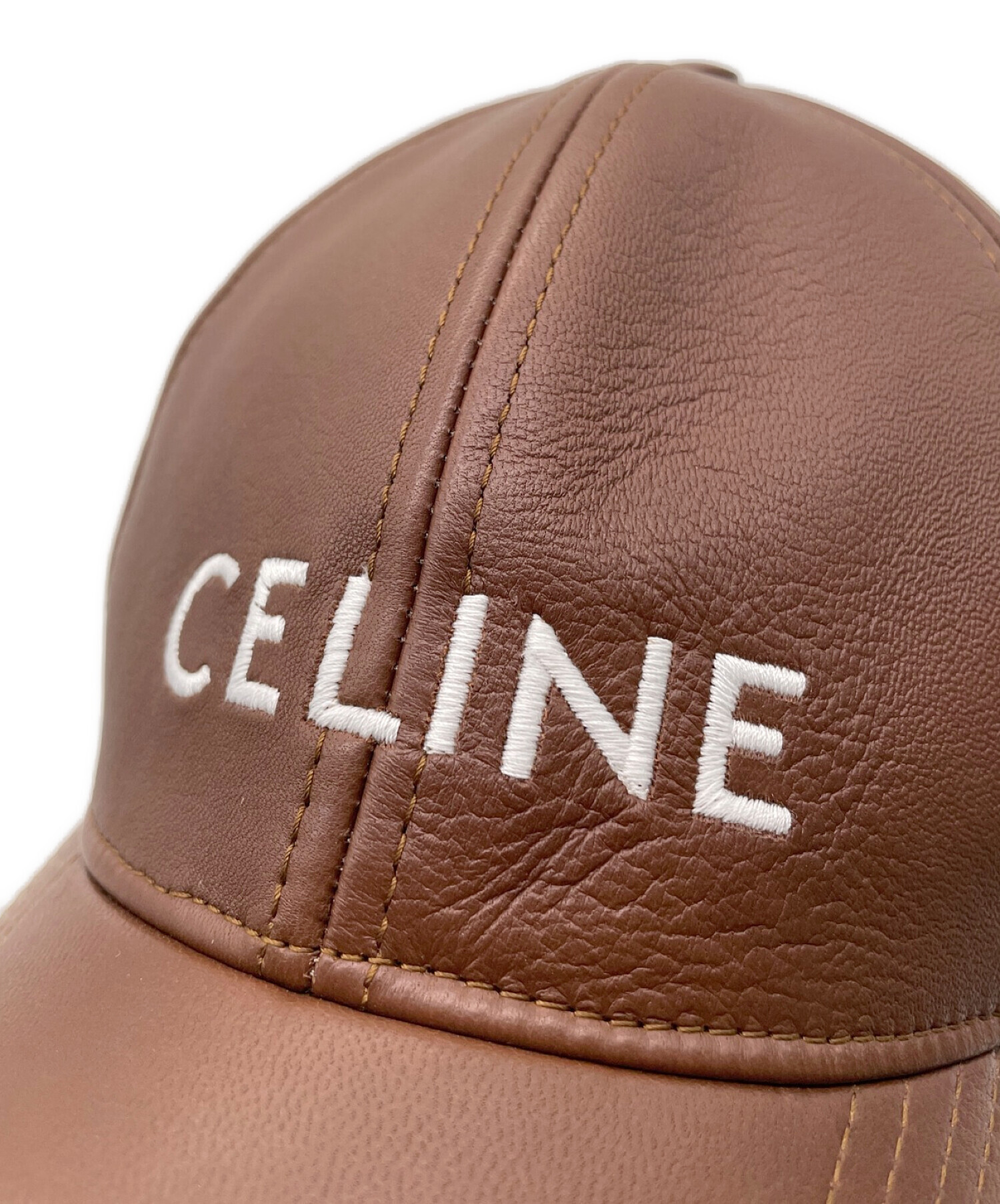 CELINE (セリーヌ) 21AW レザー6パネルキャップ ブラウン サイズ:M