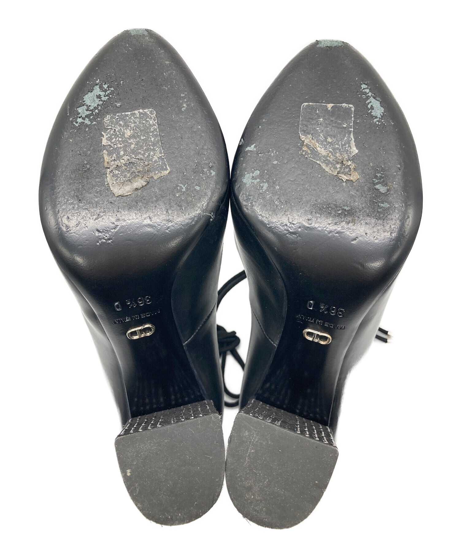 Christian Dior (クリスチャン ディオール) アンクルレースパンプス ブラック サイズ:36 1/2