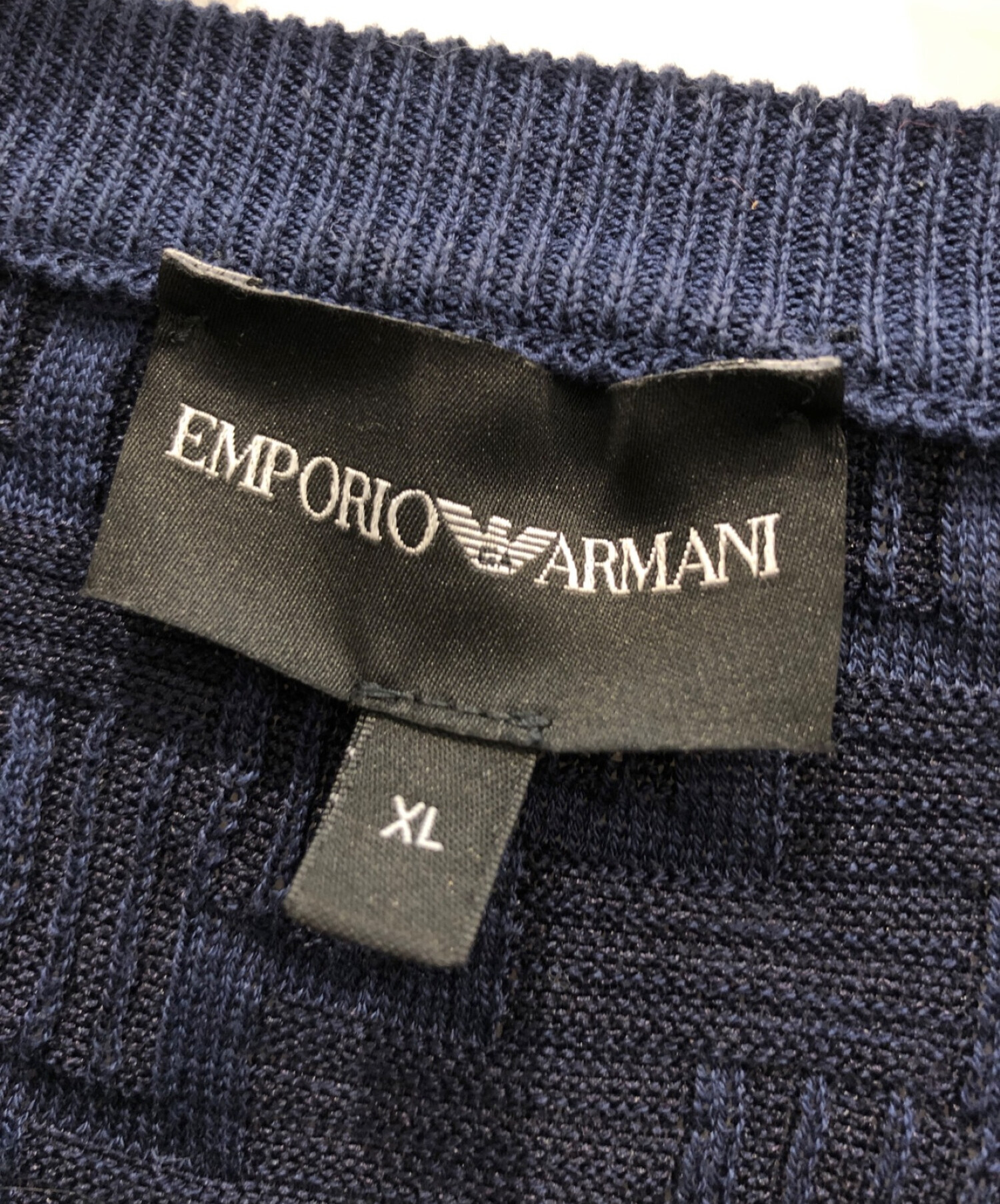 EMPORIO ARMANI (エンポリオアルマーニ) 半袖ニット ネイビー サイズ:XL