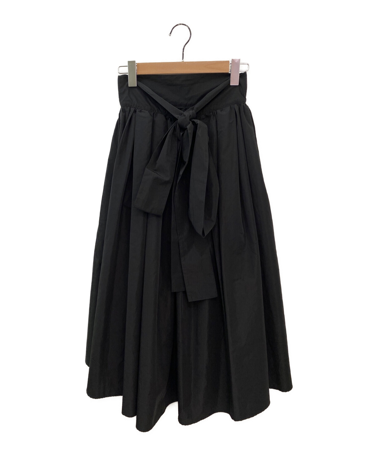 SHE TOKYO (シートーキョー) バックリボンナイロンスカート ブラック サイズ:36