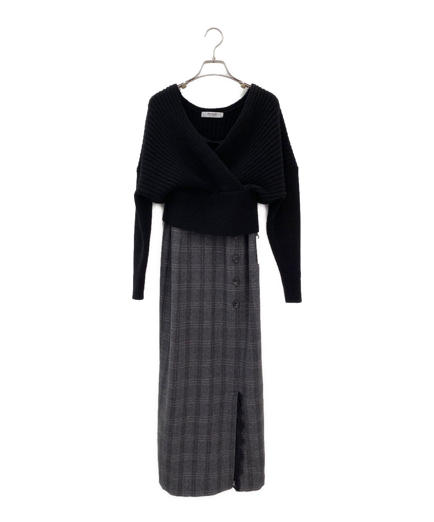 HER LIP TO (ハーリップトゥ) Orsay Plaid Skirt Set ブラック サイズ:M