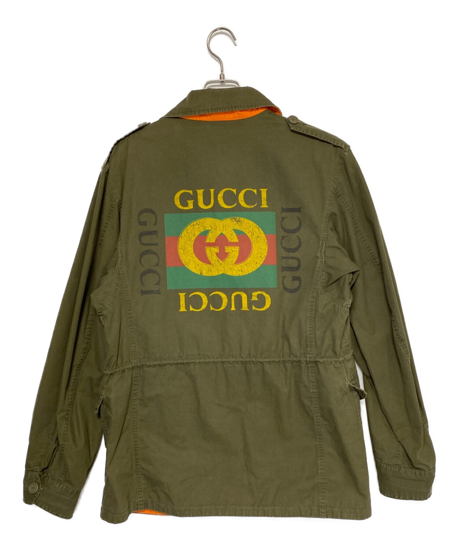 GUCCI (グッチ) バックロゴM65ミリタリージャケット カーキ サイズ:SIZE 48