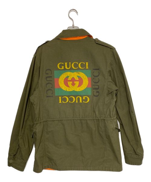 【中古・古着通販】GUCCI (グッチ) バックロゴM65ミリタリージャケット カーキ サイズ:SIZE 48｜ブランド・古着通販  トレファク公式【TREFAC FASHION】スマホサイト