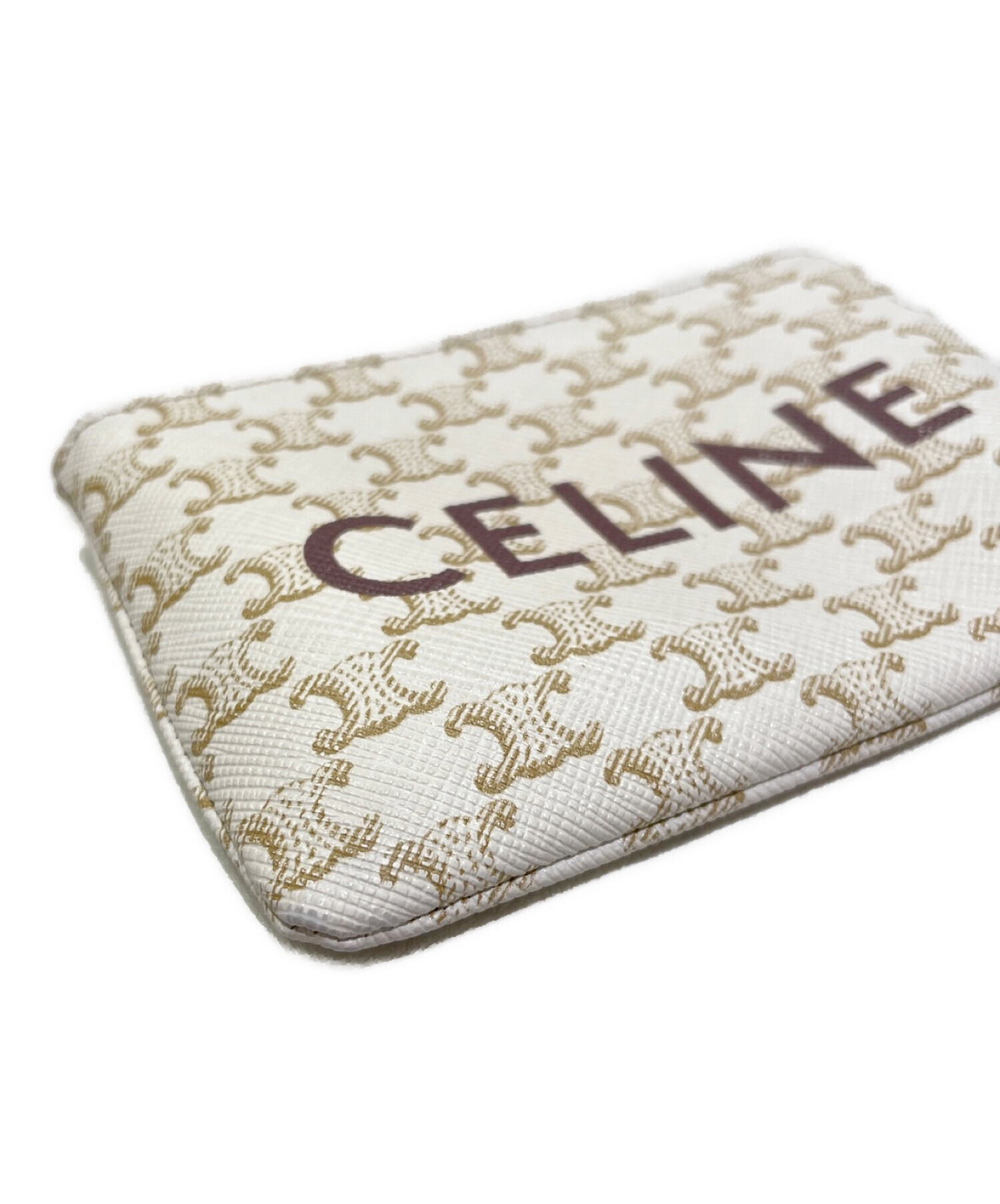 CELINE (セリーヌ) トリンオフコインケース ホワイト×ベージュ