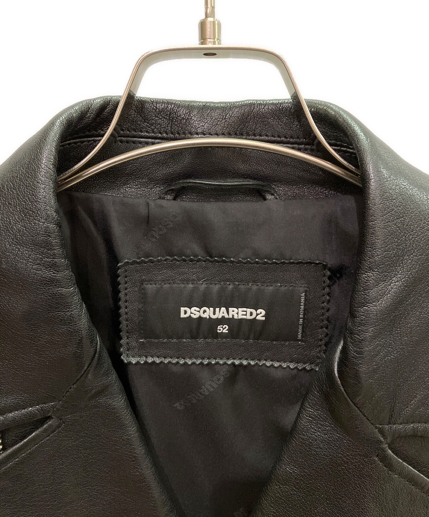 DSQUARED2 (ディースクエアード) ダブルライダースジャケット ブラック サイズ:52