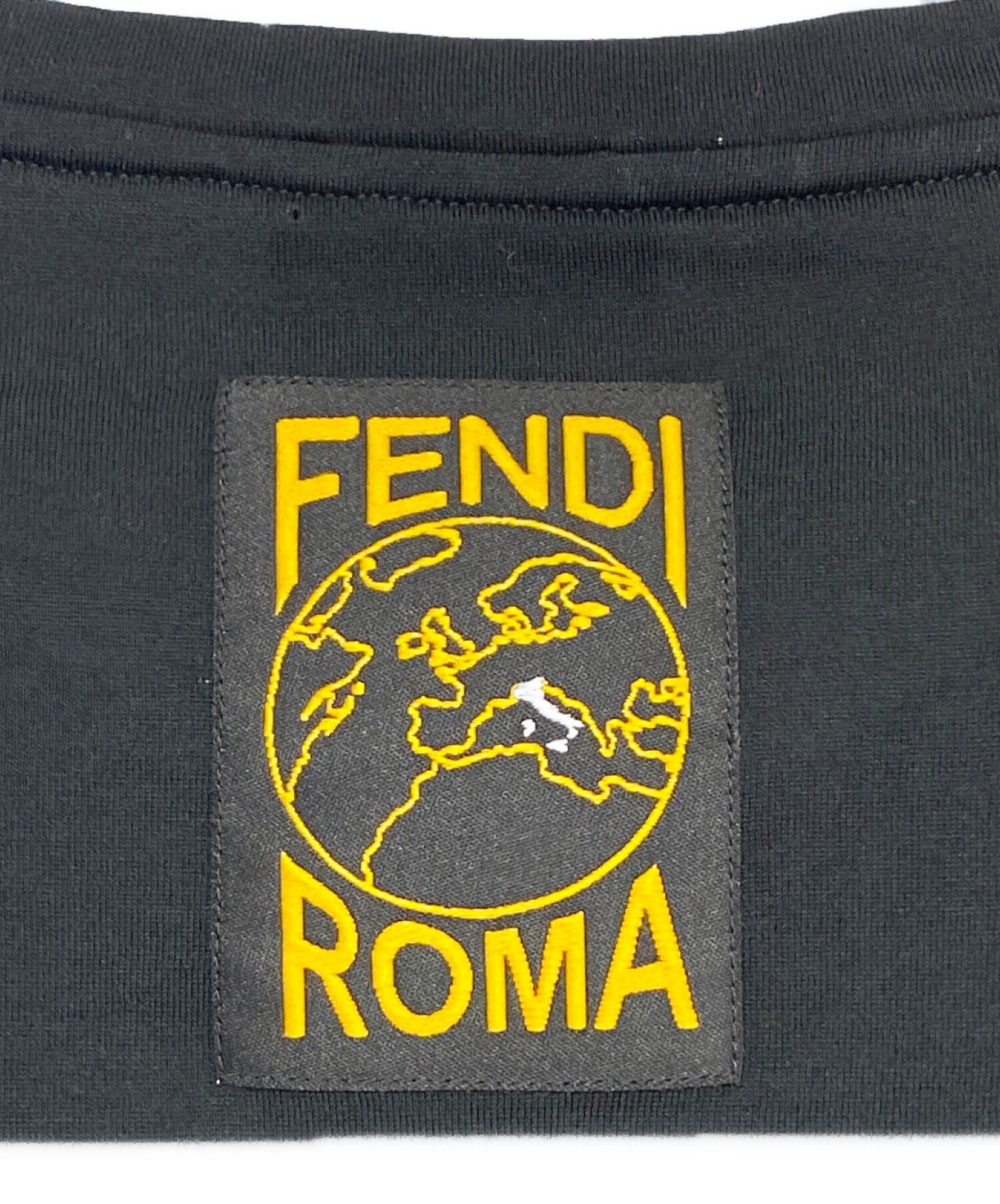 FENDI (フェンディ) ロゴメッシュ半袖Tシャツ ブラック サイズ:L